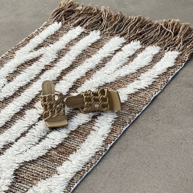 Wahl Jute/Wolle Läufer Braun/Weiß 80x350