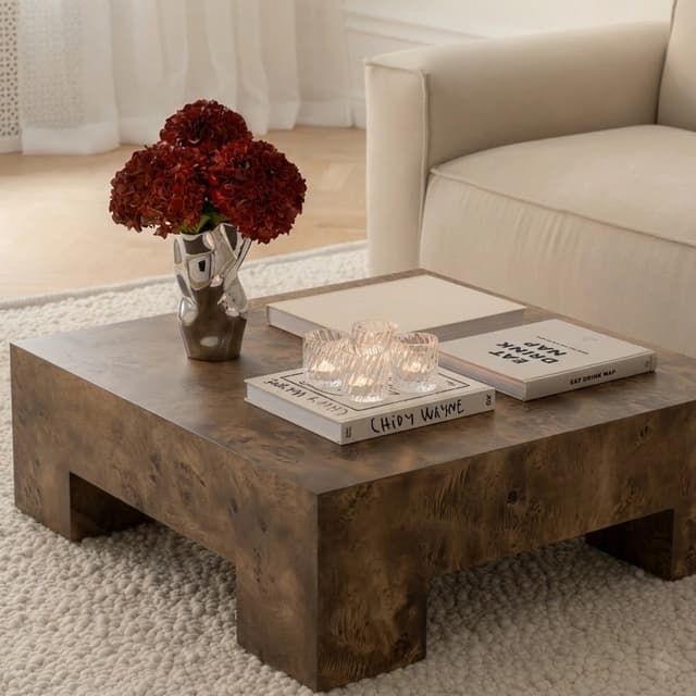 Chunky Coffee Table Brown Stained Poplar 90x90