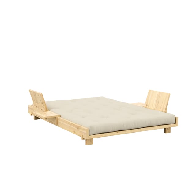 Social Schlafsofa Natur/Beige 140cm inkl. 2 Rückenstützen/Seitentisch