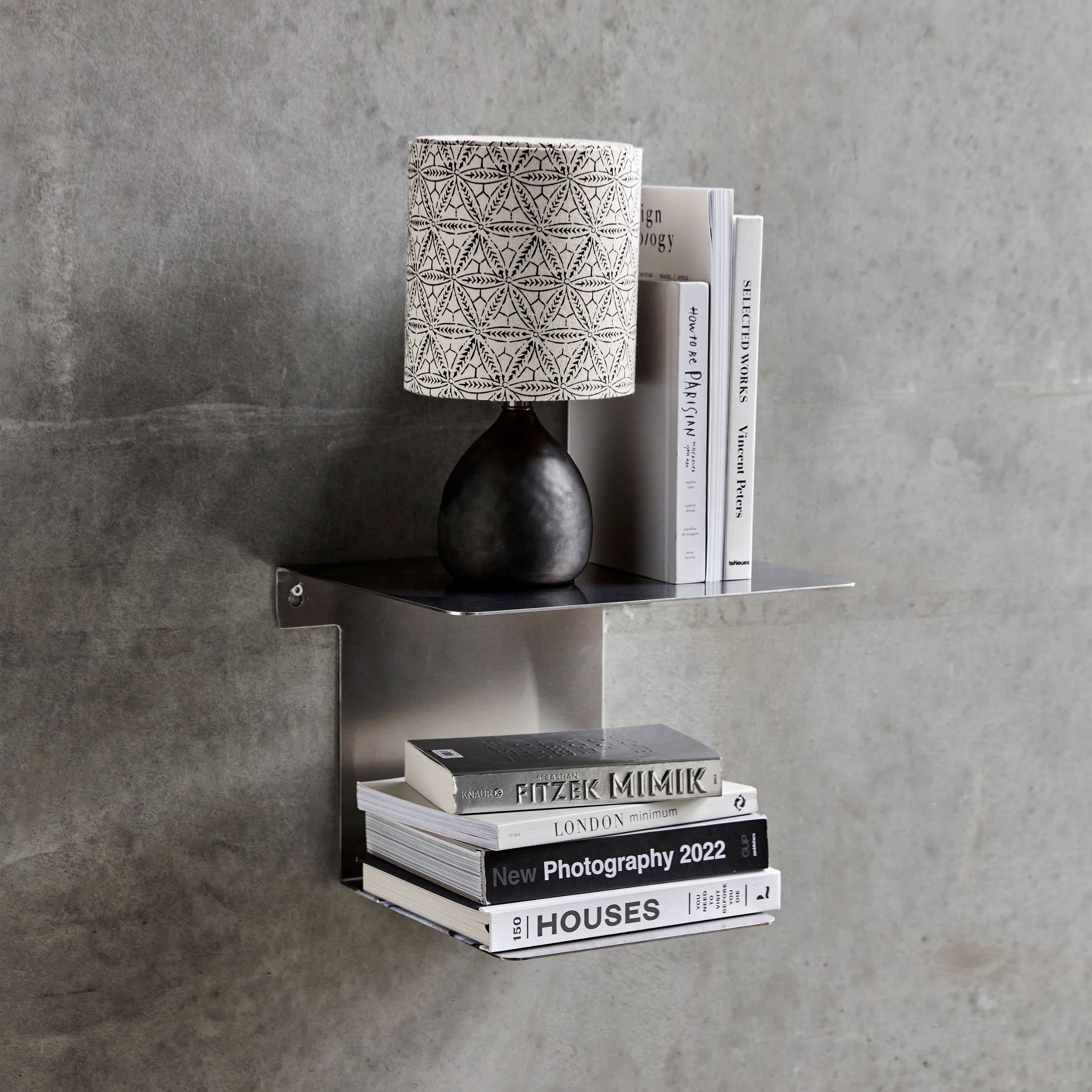 Book Wandregal Gebürstetes Silber-Finish 25x23