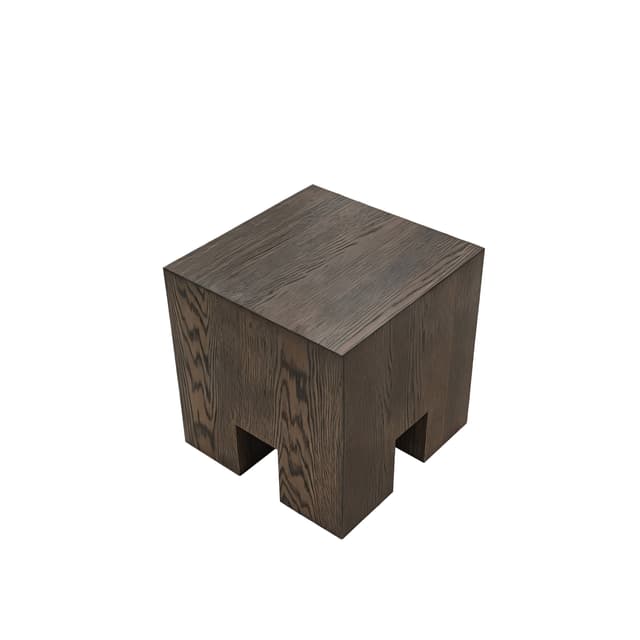 Chunky Side Table Brown Stained Oak 40x40