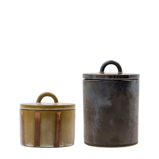 Tallic Storage Jar Black/Brown/Sand Set of 2