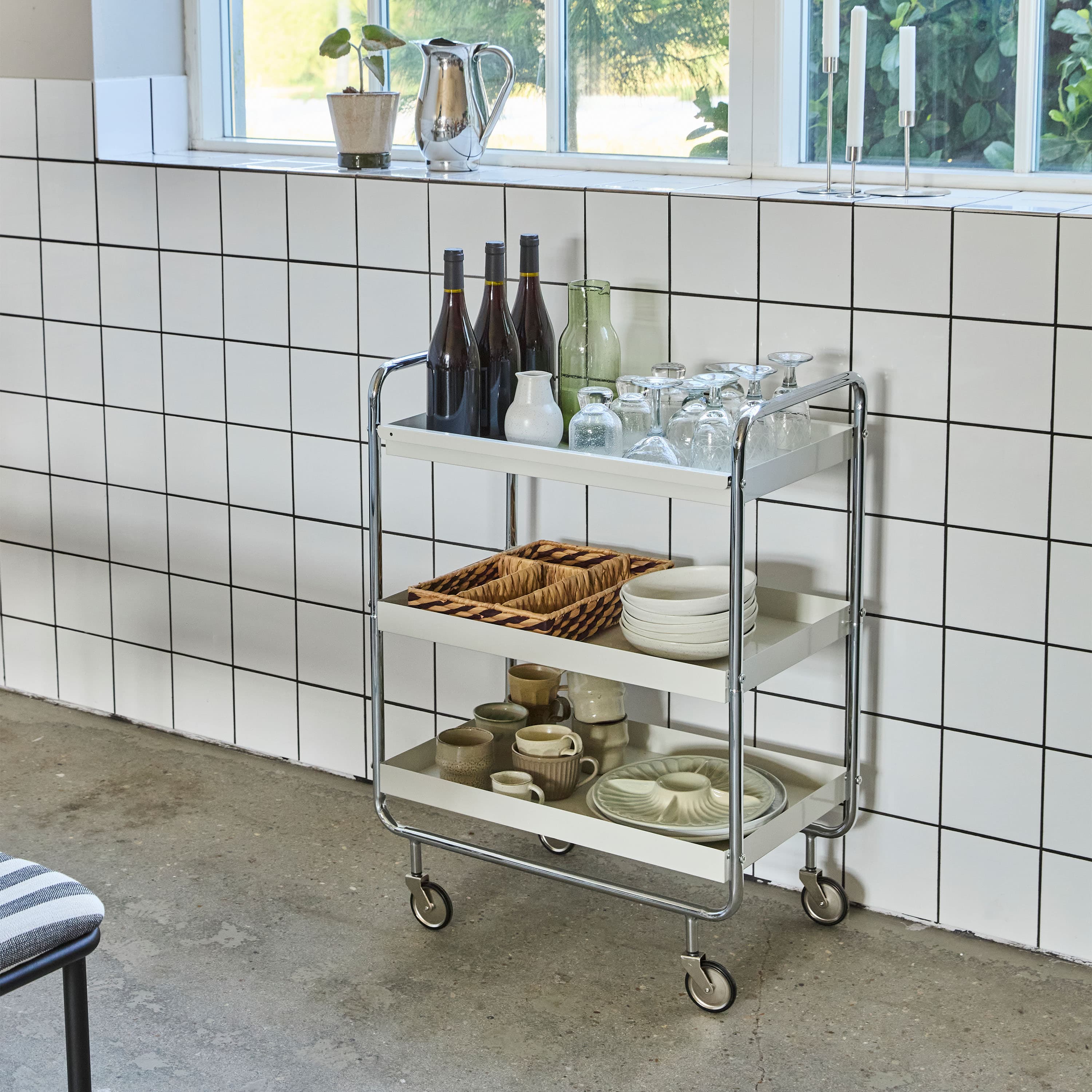 Roll Serving Trolley Cart Grey
