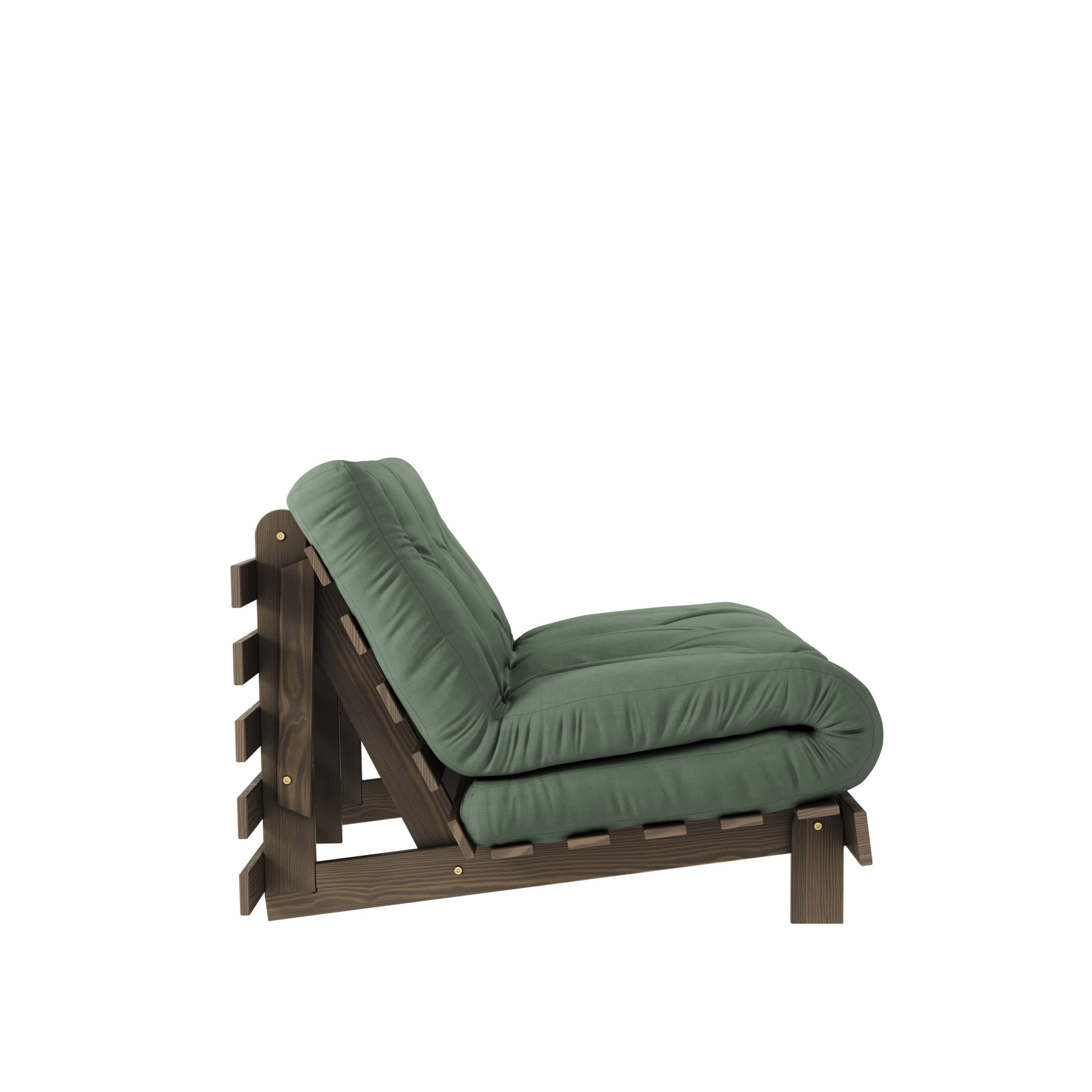 Roots Schlafsofa Braun/Olivgrün 140cm
