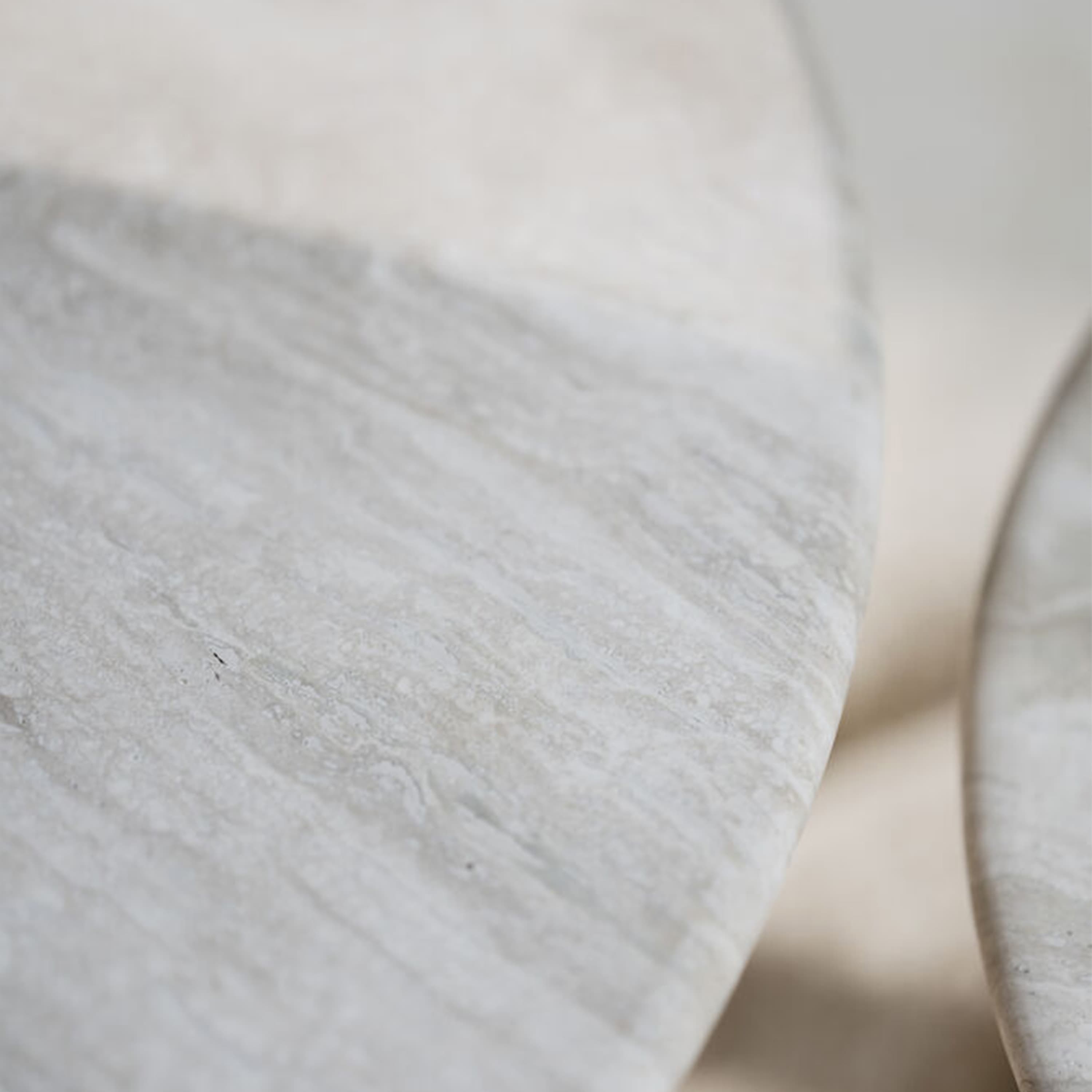 Taransay Coffee Table Beige Travertine/White-pigmented Oak Ø90