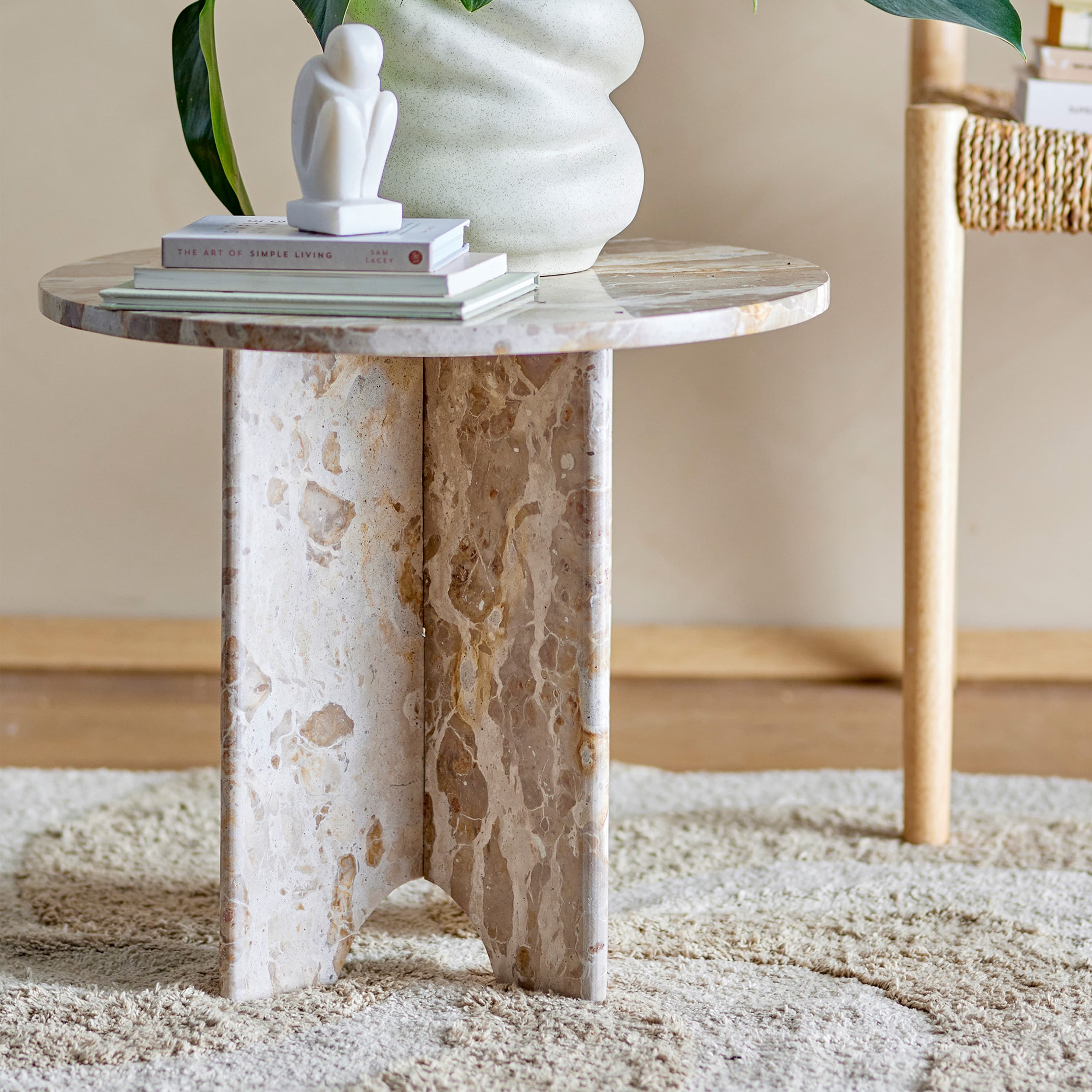 Jasmia Beistelltisch Marmor Braun