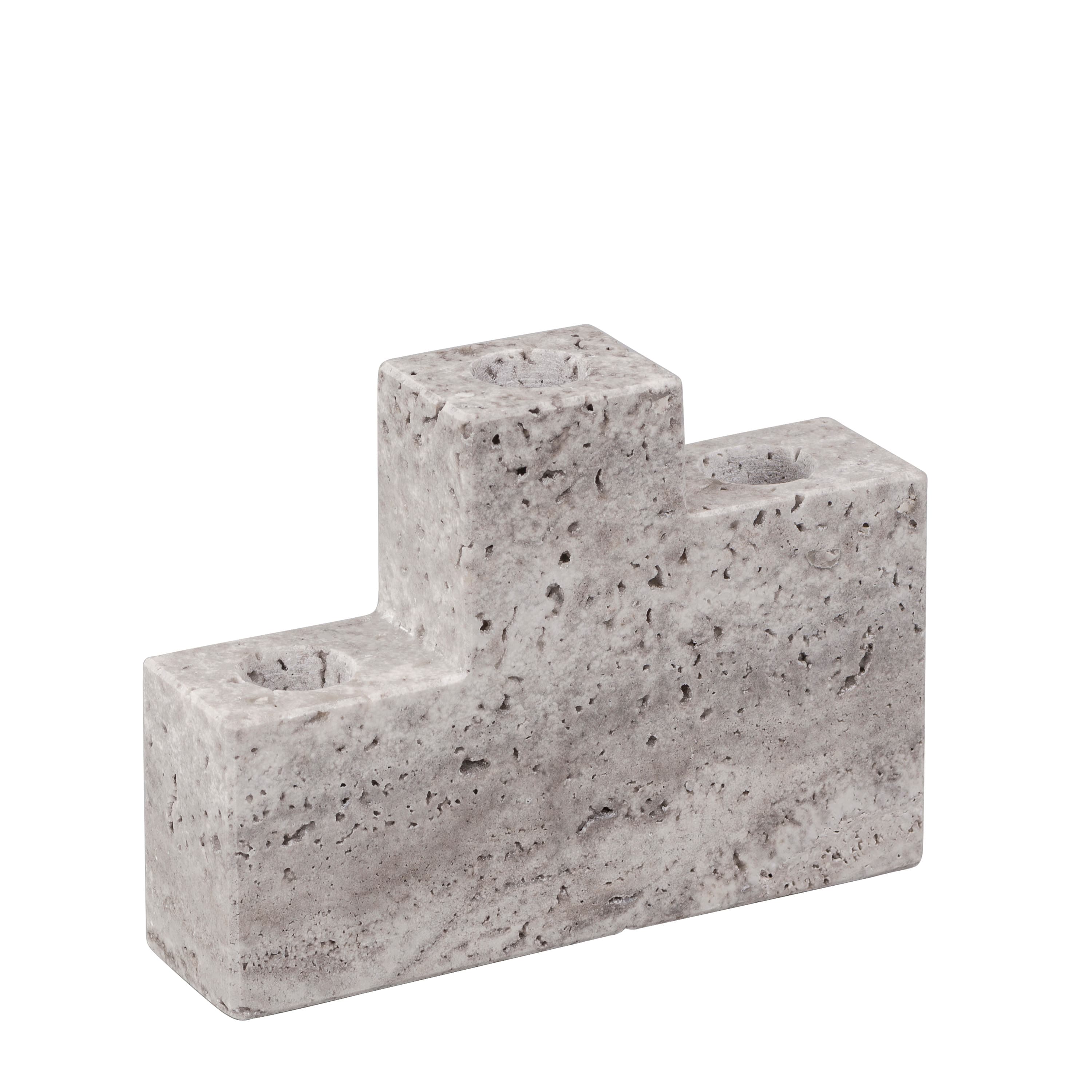 Step Trio Ljusstake Travertine Chalk