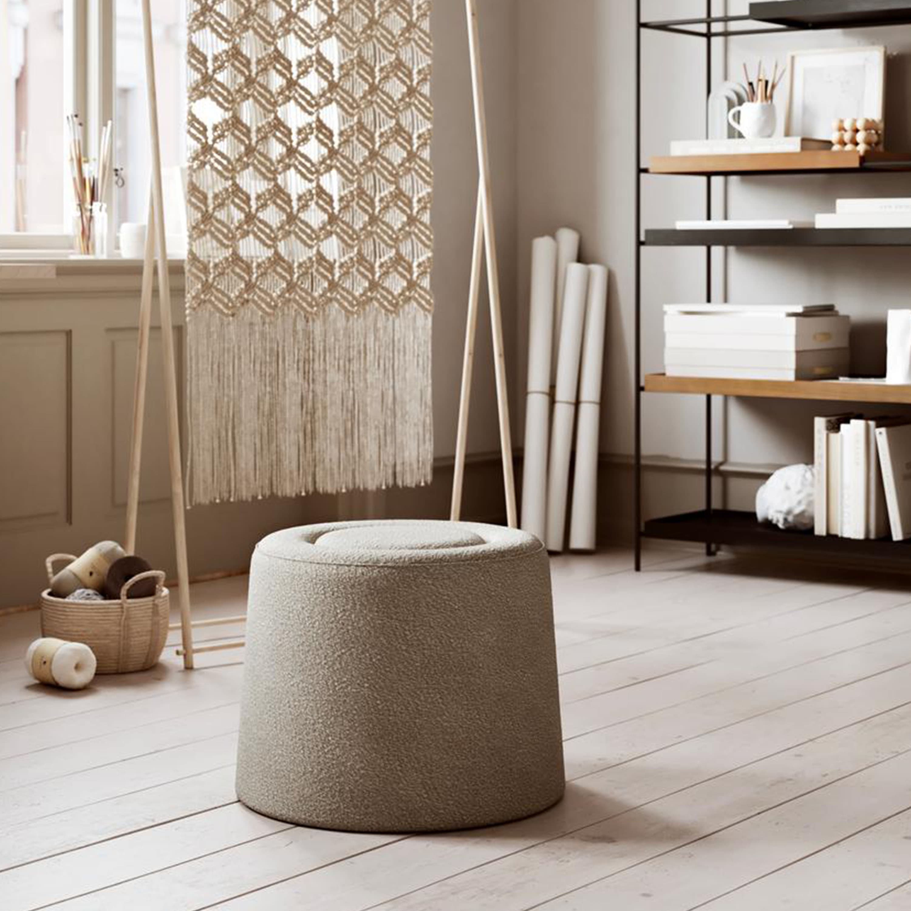 Praline Pouf Natural bouclé Ø52