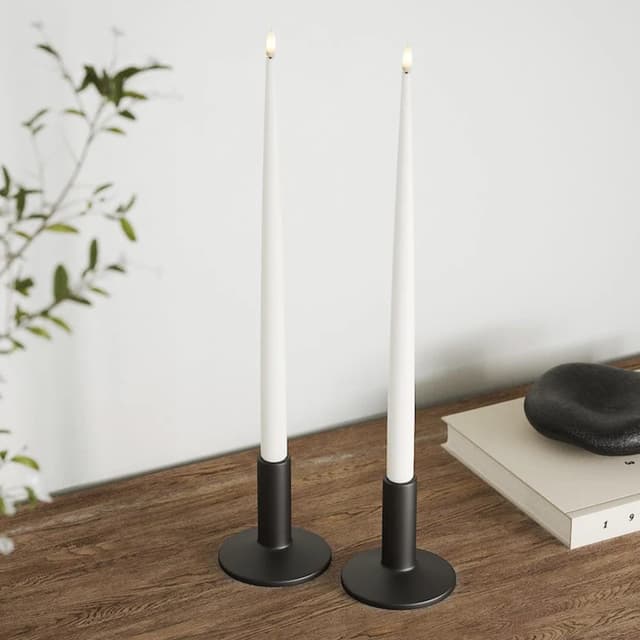 LED Stabkerze Shiny Weiß 38cm 2er-Set