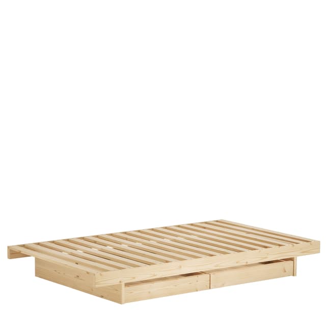 Kanso Bettrahmen inklusive 2 Schubladen Raw 160cm