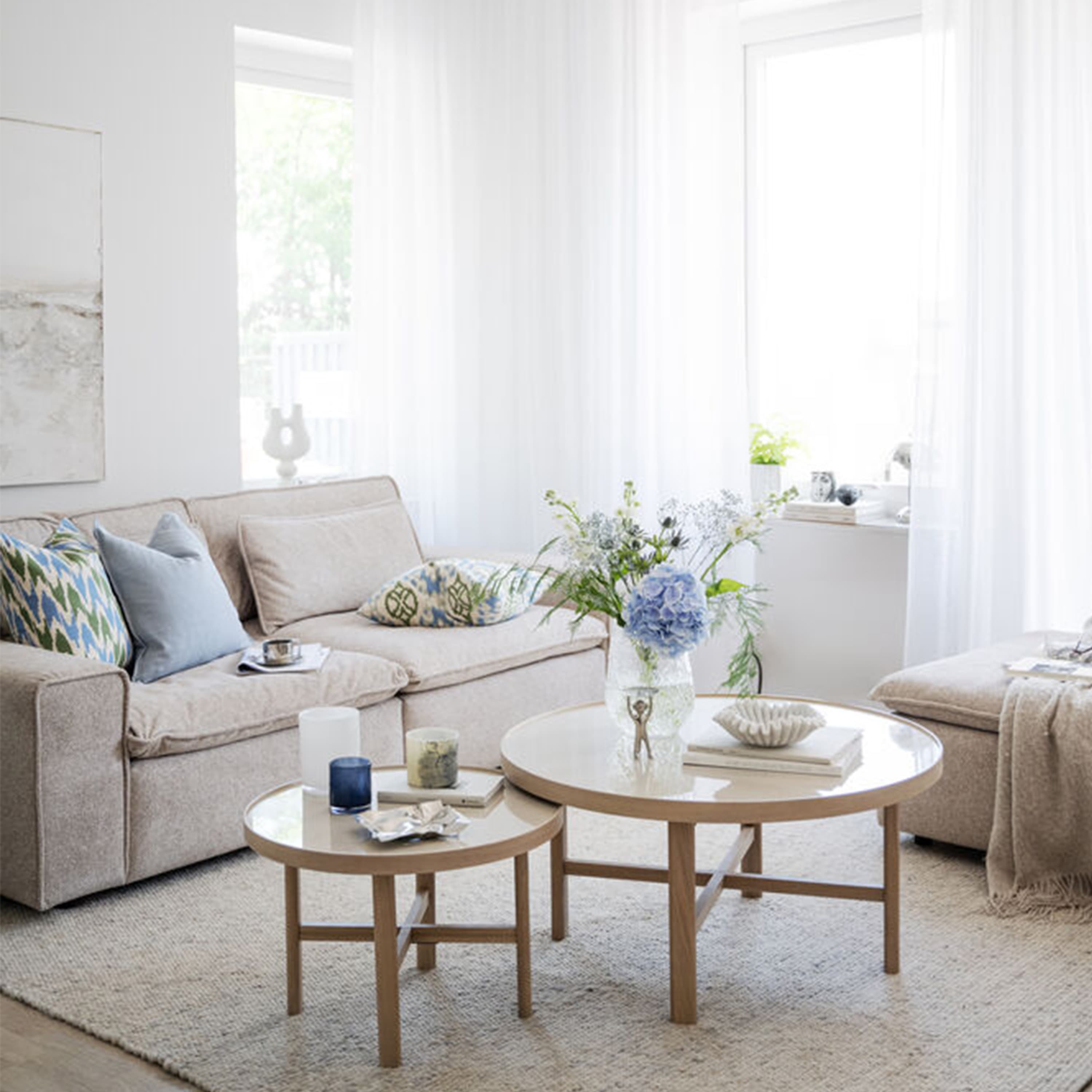 Marsden Coffee Table Beige/White Washed Ø90