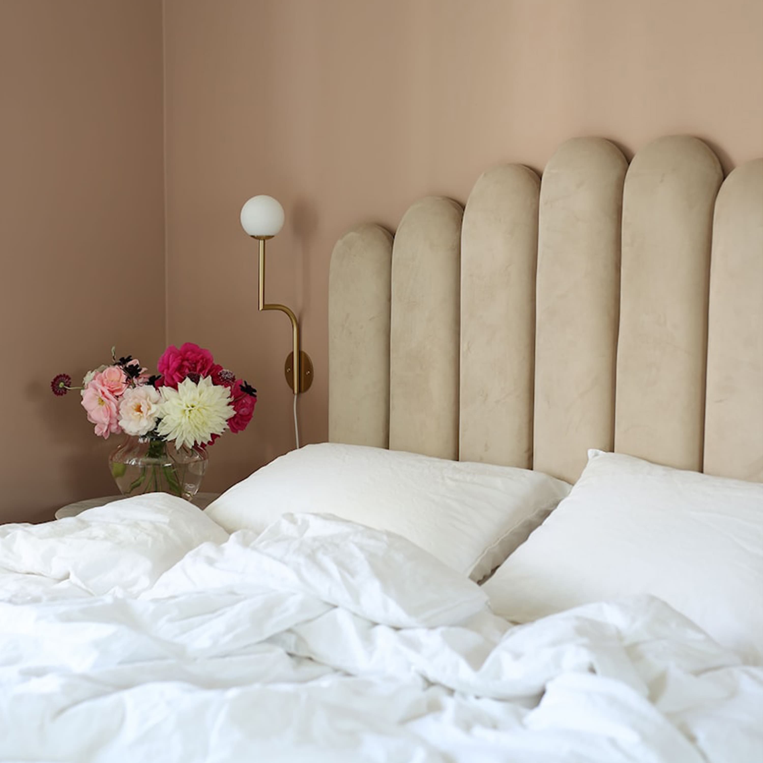 Art Kopfteil Samt Beige 180cm