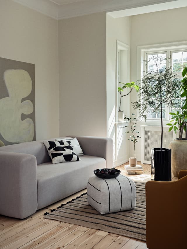Sigrid Seat Pouf Light Beige/Black 50cm