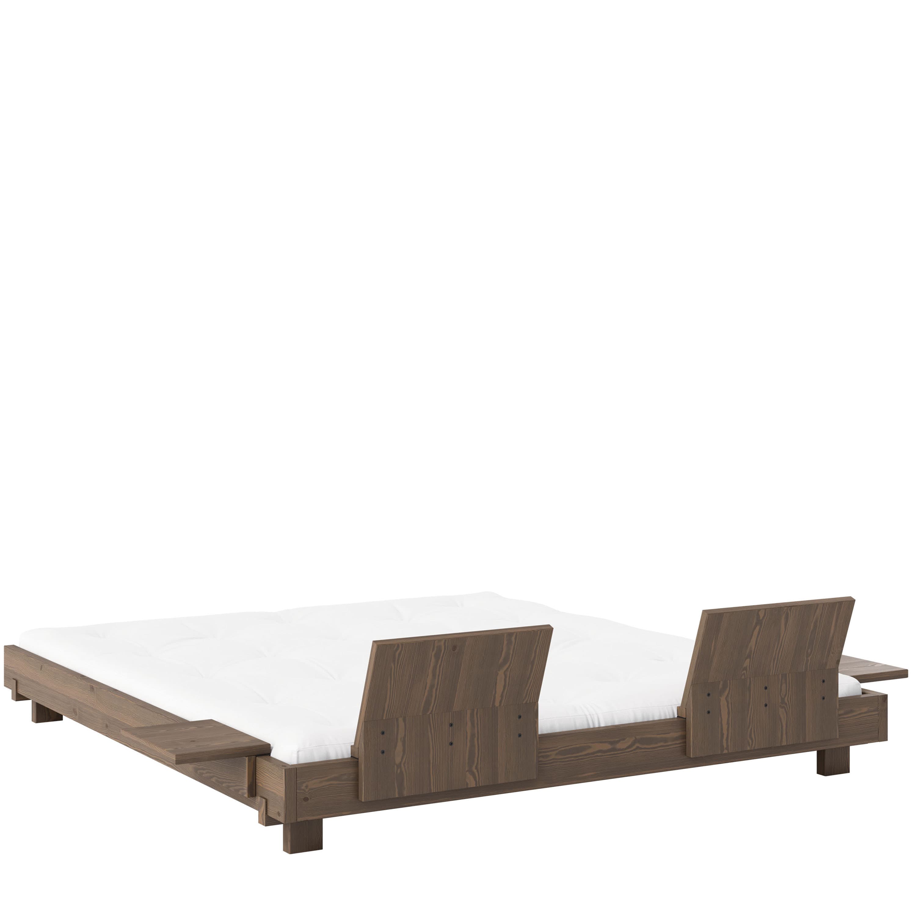 Social Bed Frame Carob Brown 180cm incl. 2 Backrests/Side Tables