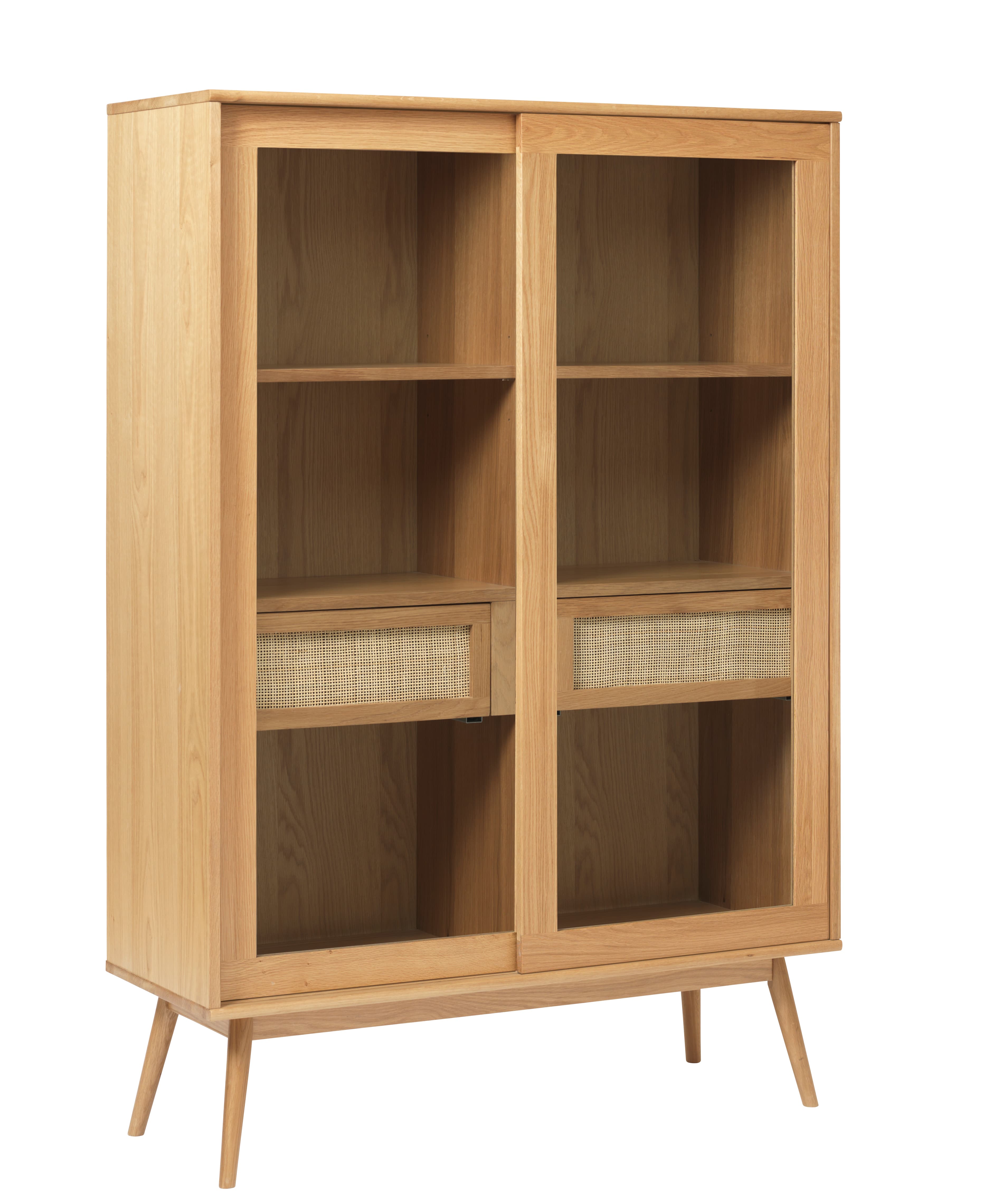 Sofia Glass Cabinet Natural Oak 160cm