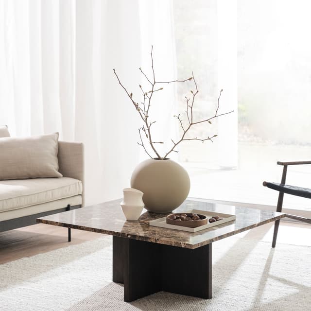 Brooksville Couchtisch Braun Marmor/Eiche 90x90 cm