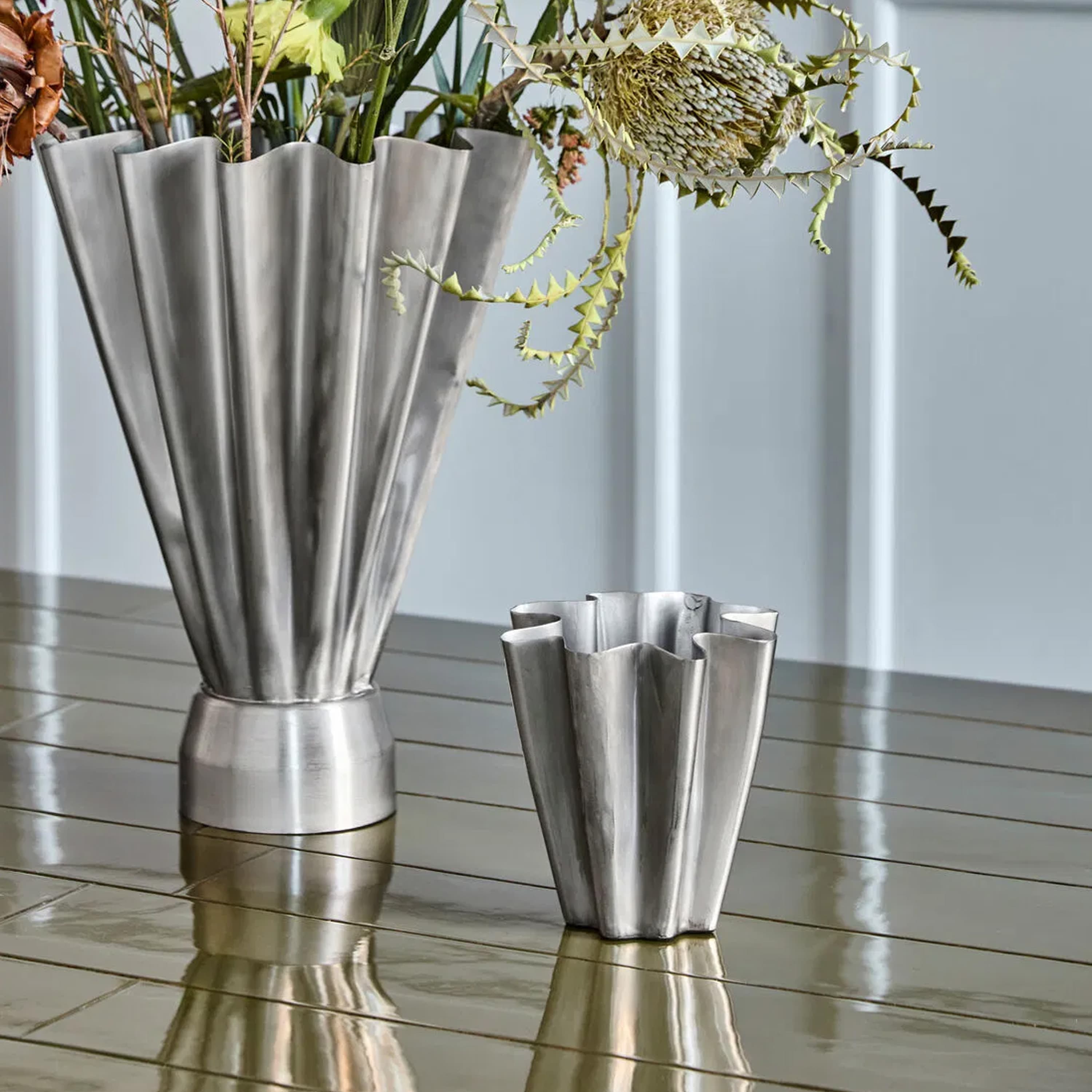 Flood Vase Brushed silver finish 13cm
