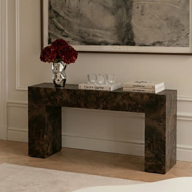 Chunky Console Table Brown Stained Poplar 145cm