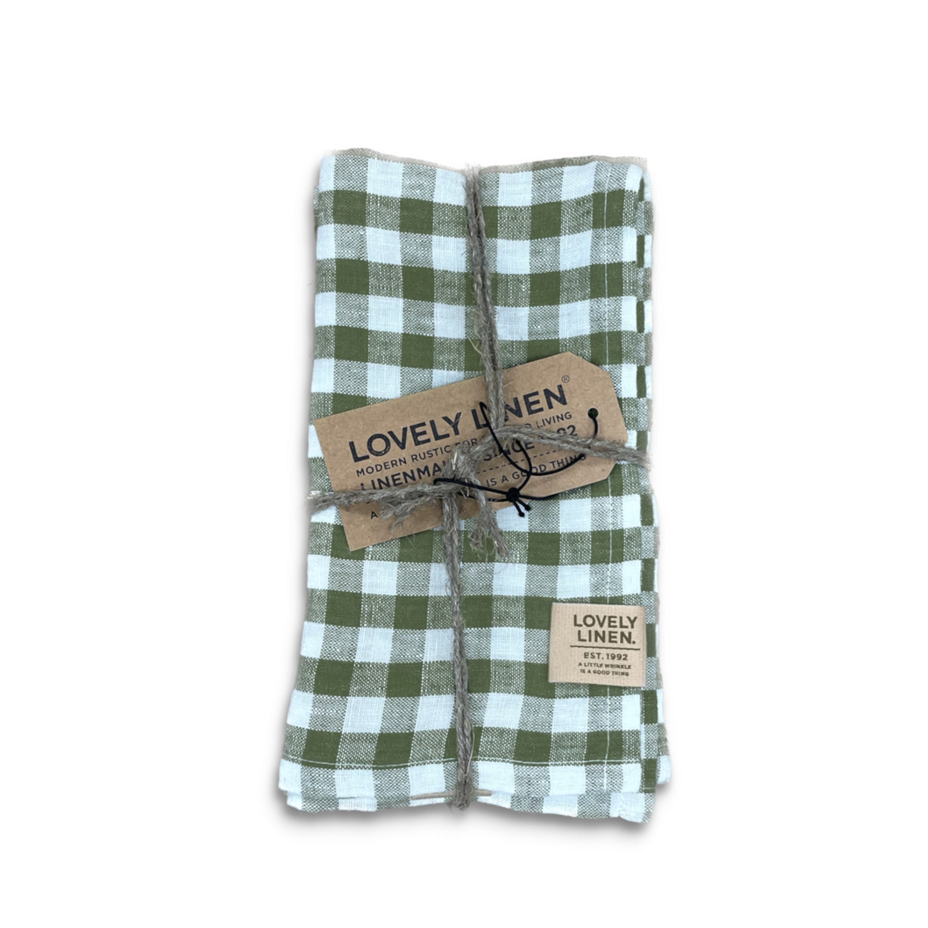 Misty Servietten Leinen Quadratisch Jeep Grün 45x45 4er-Pack
