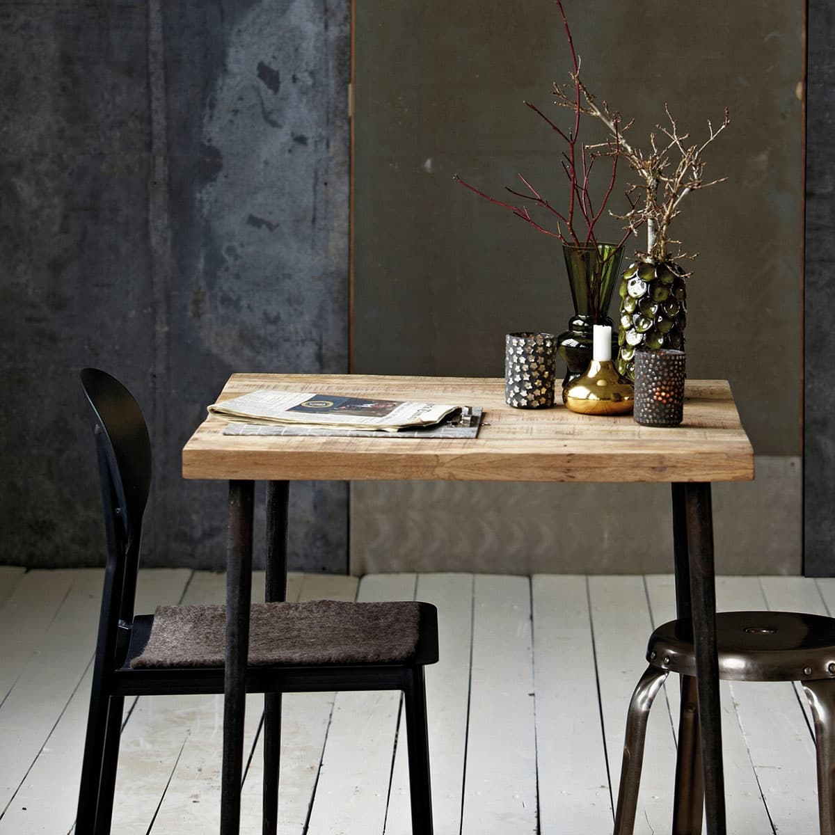 Slated Café Table Natural 76 cm