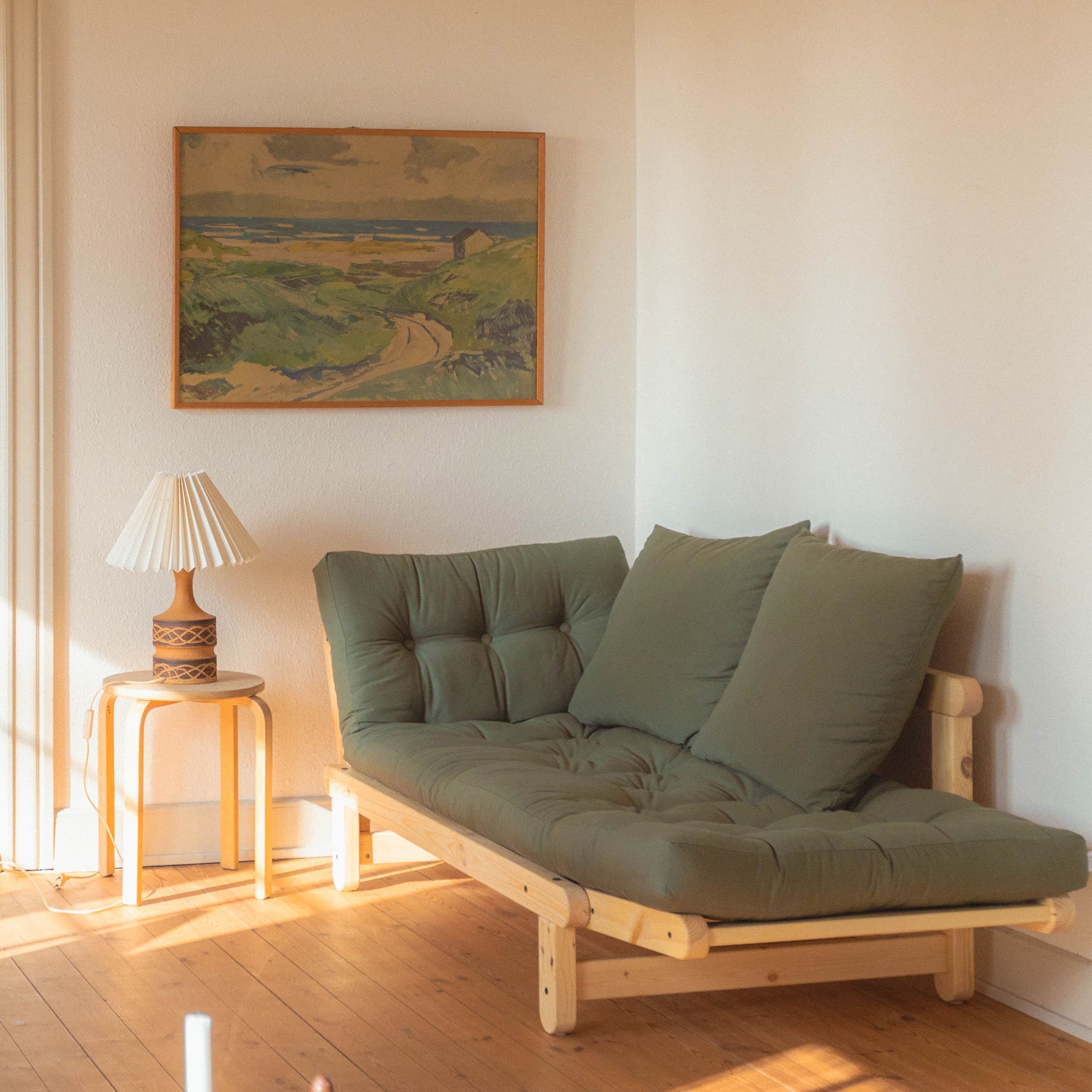 Beat Schlafsofa Natur/Olivgrün 200cm