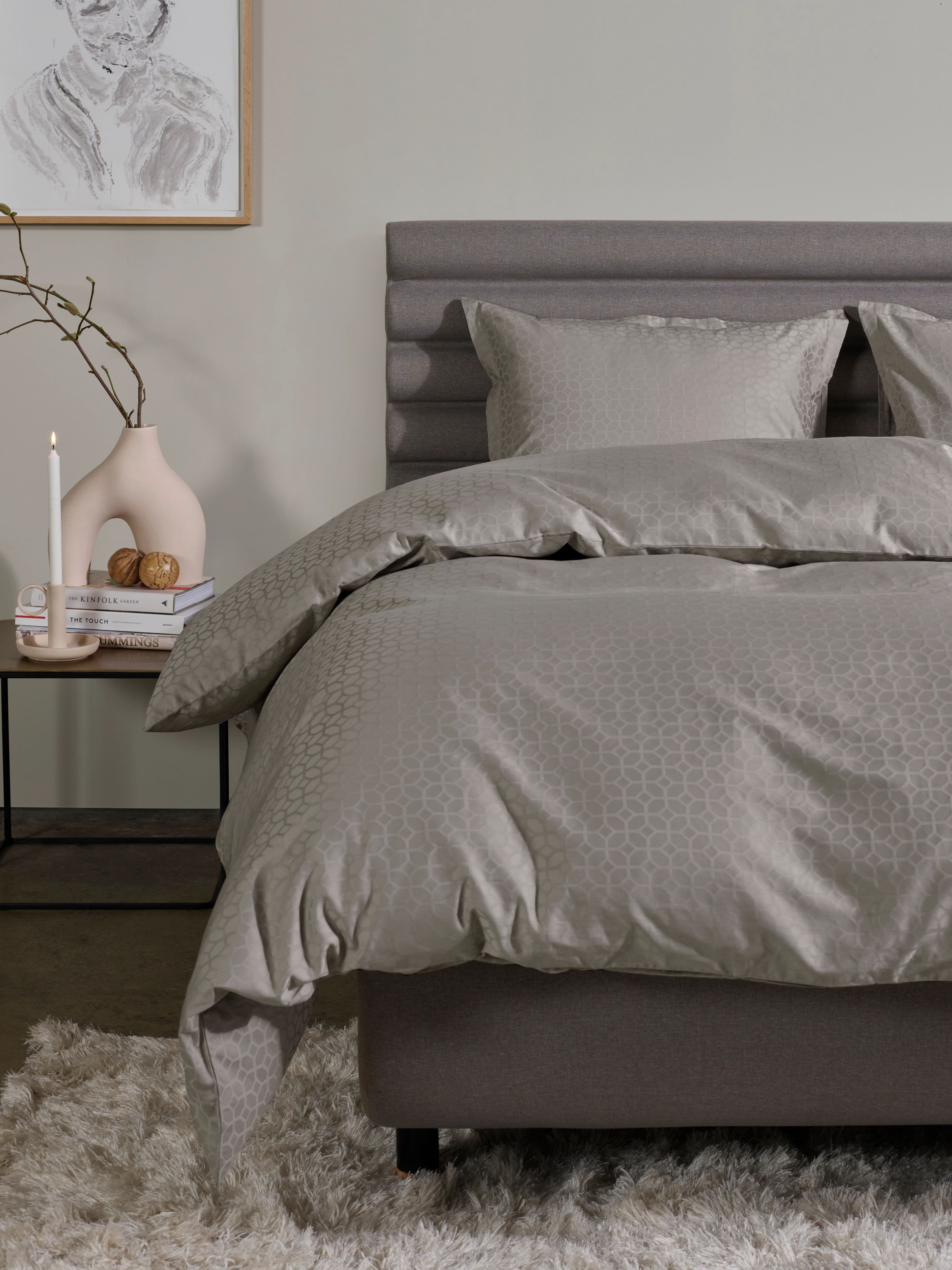 Satin Luxe Jacquard Duvet Cover Natural 225x220