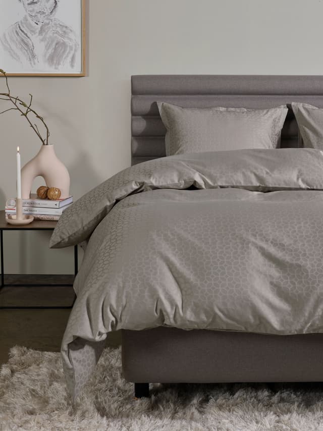 Satin Luxe Jacquard Duvet Cover Natural 225x220