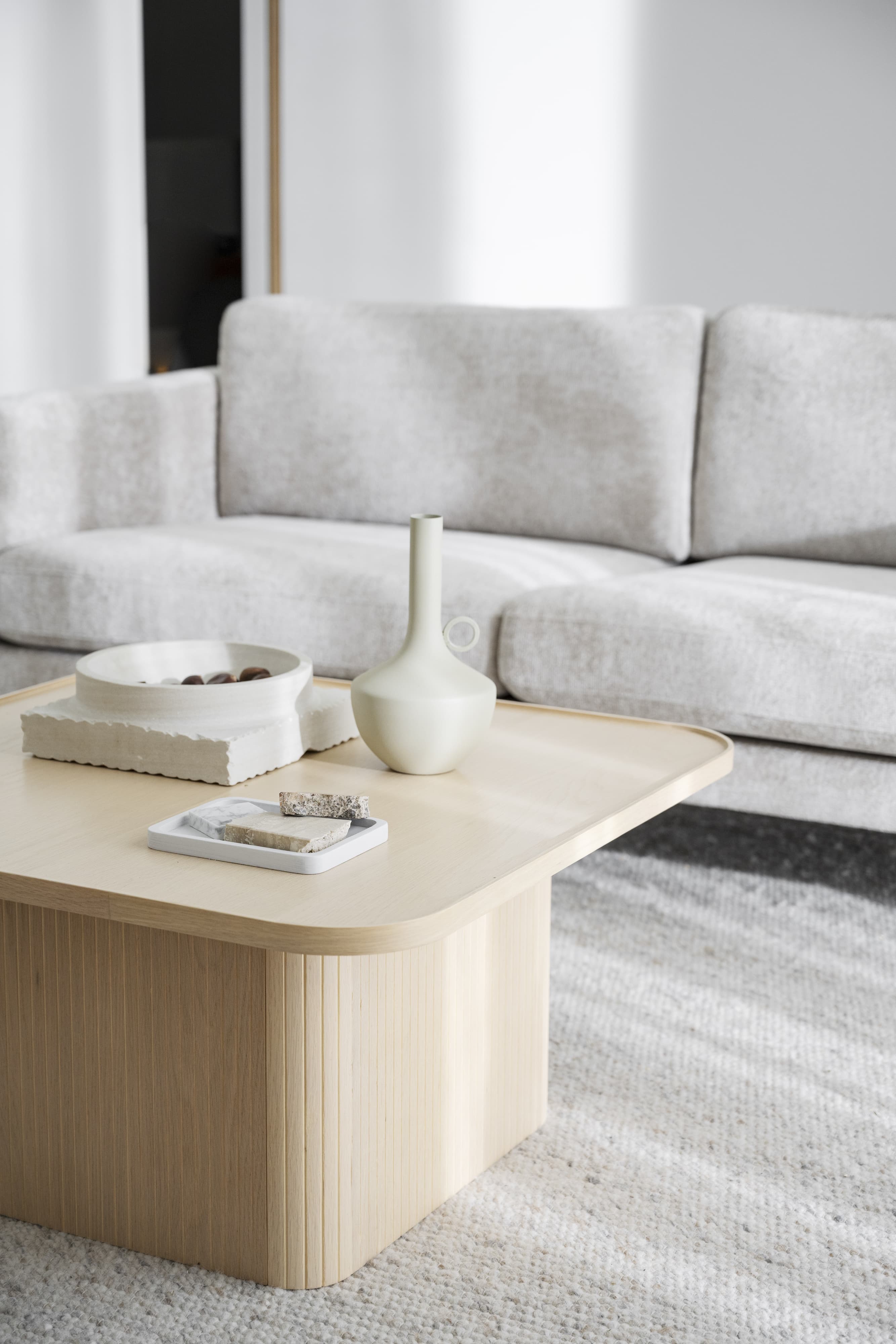 Braden 3-Sitzer Sofa Hellbeige/Braune Eiche
