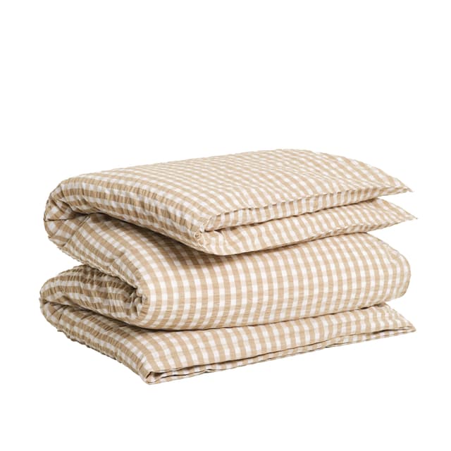 Check Seersucker Påslakan Oat Beige Enkel