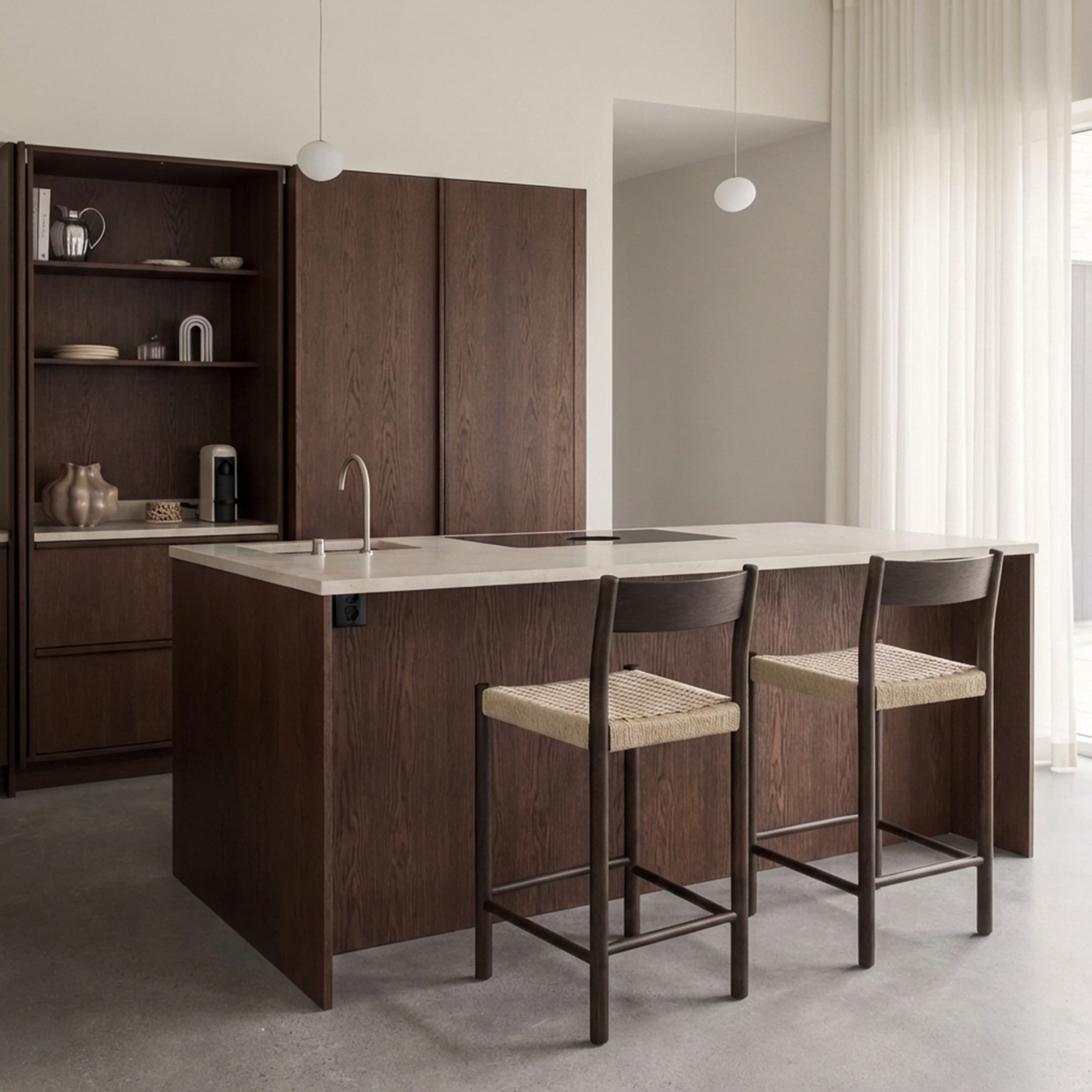 Colin Bar Stool Brown Stained Oak