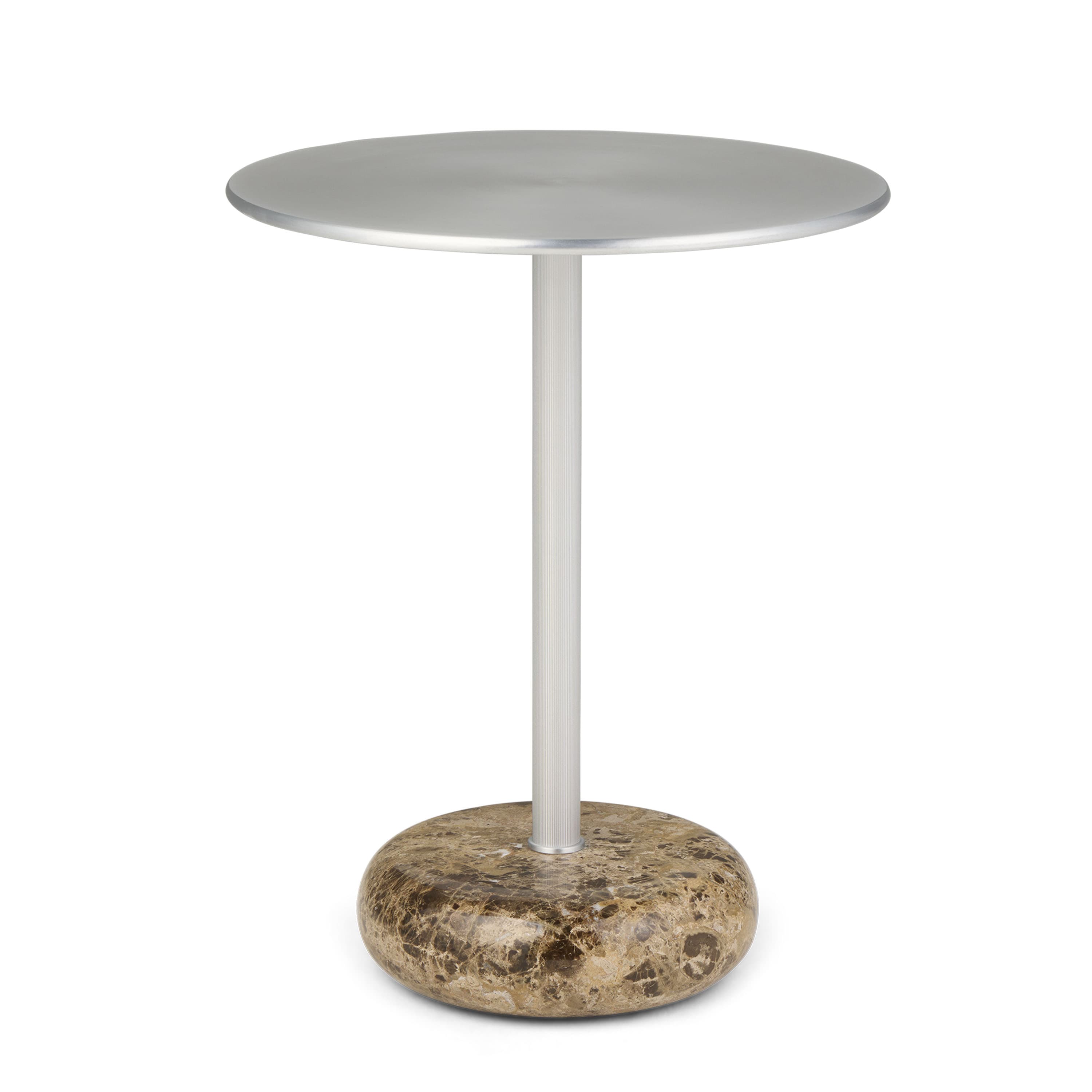 Ton side Side Table Brown Marble/Aluminium Large