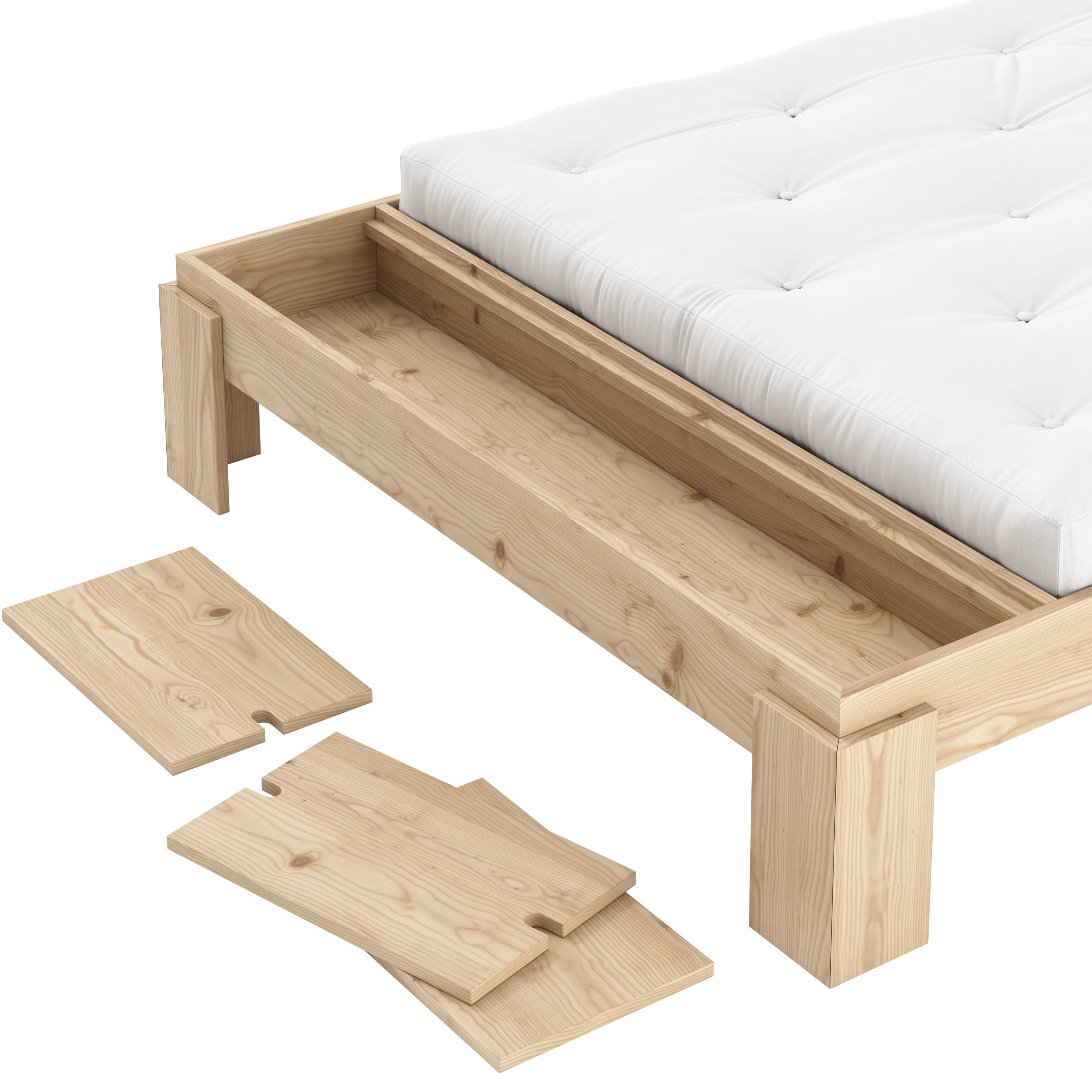 Layers Bed Frame with Bench Natural 140x200