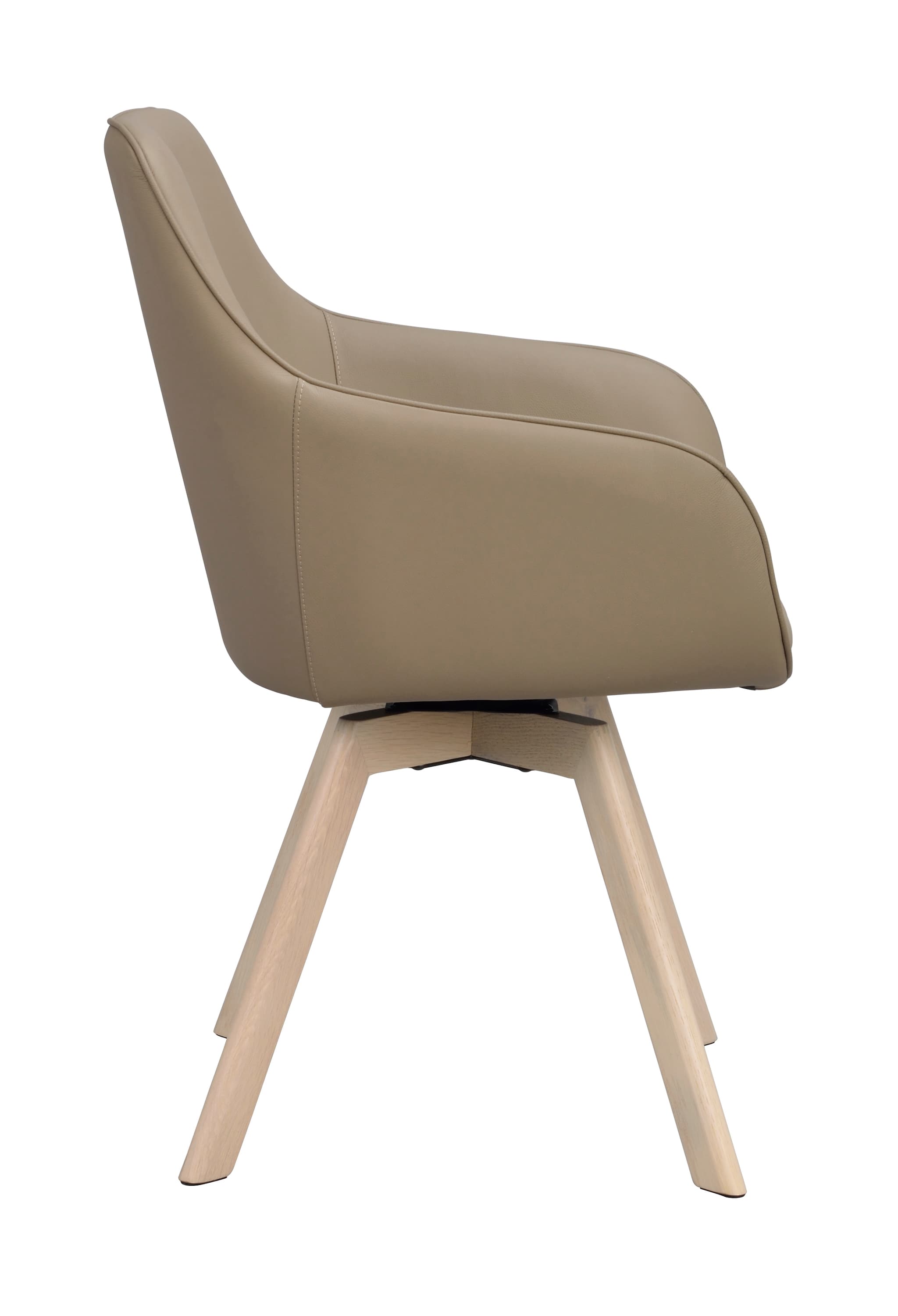 Alison Armlehnstuhl Beige Leder/Weißpigmentiert