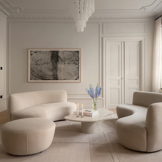 Moon 4-seater Sofa Velvet Greige 240cm