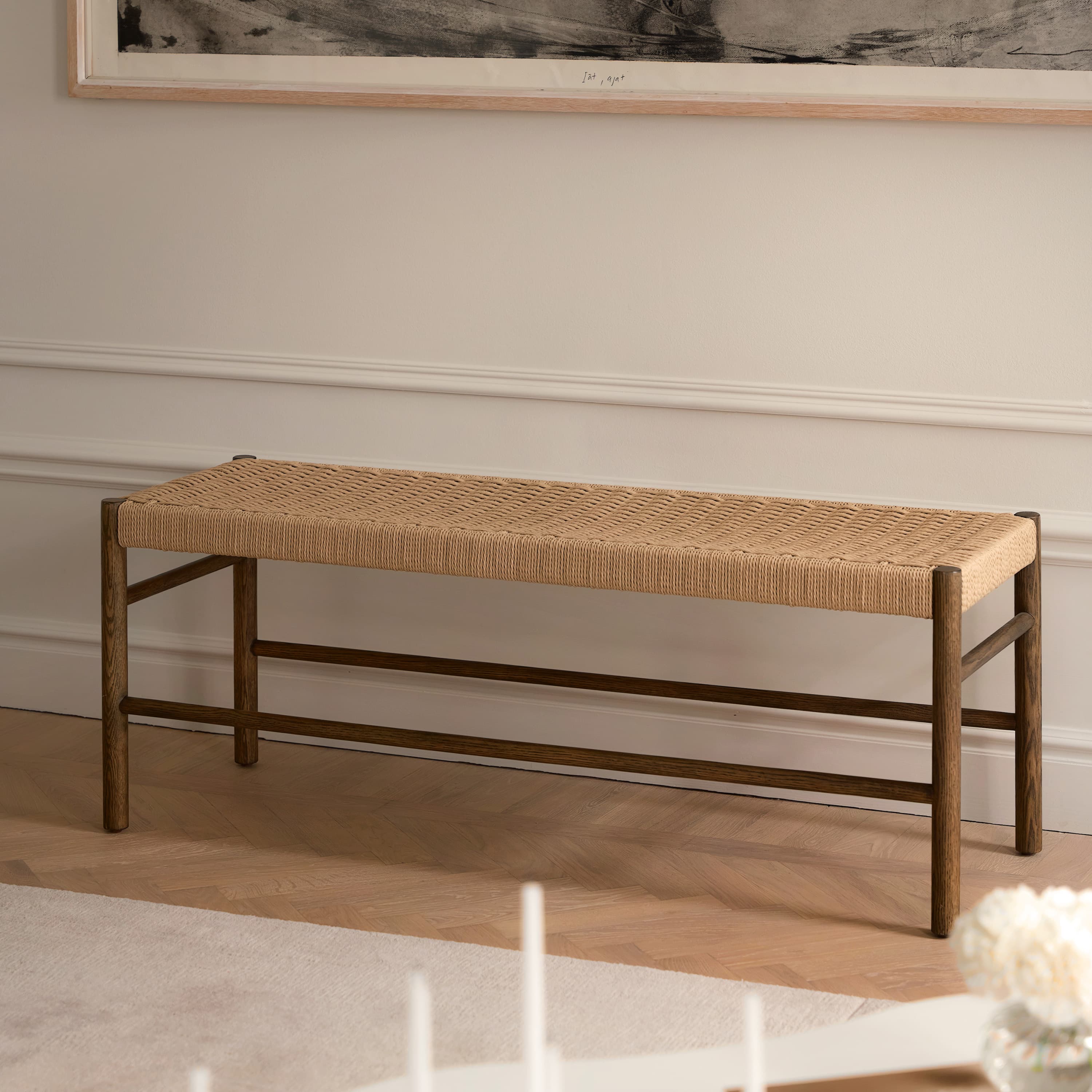 Colin Bench Brown Stained Oak 120cm