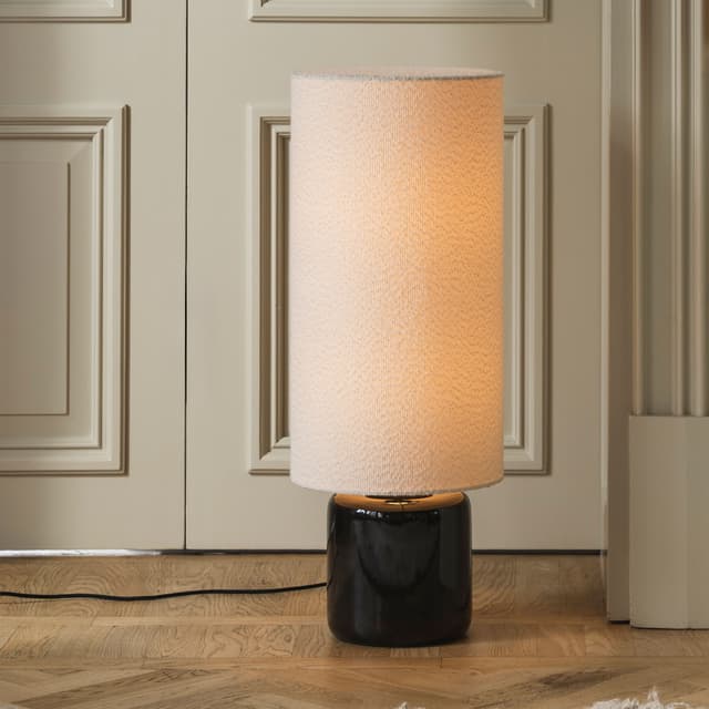 Florian Stehlampe Weißer Bouclé/Schwarz 80cm