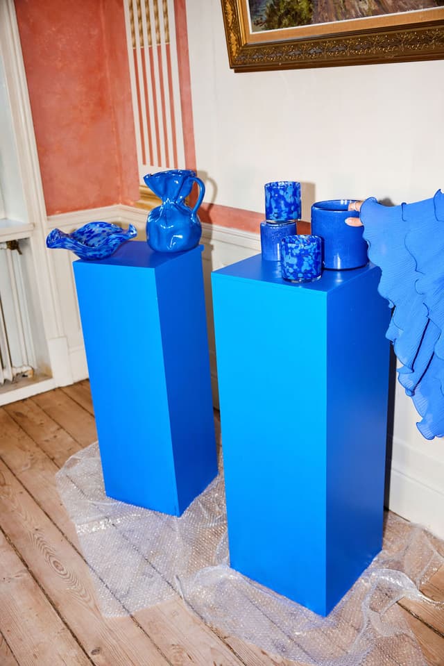 Candle Holder Multi Blue 10cm
