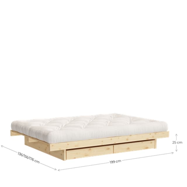 Kanso Bed frame incl. 4 Drawers Raw 180cm