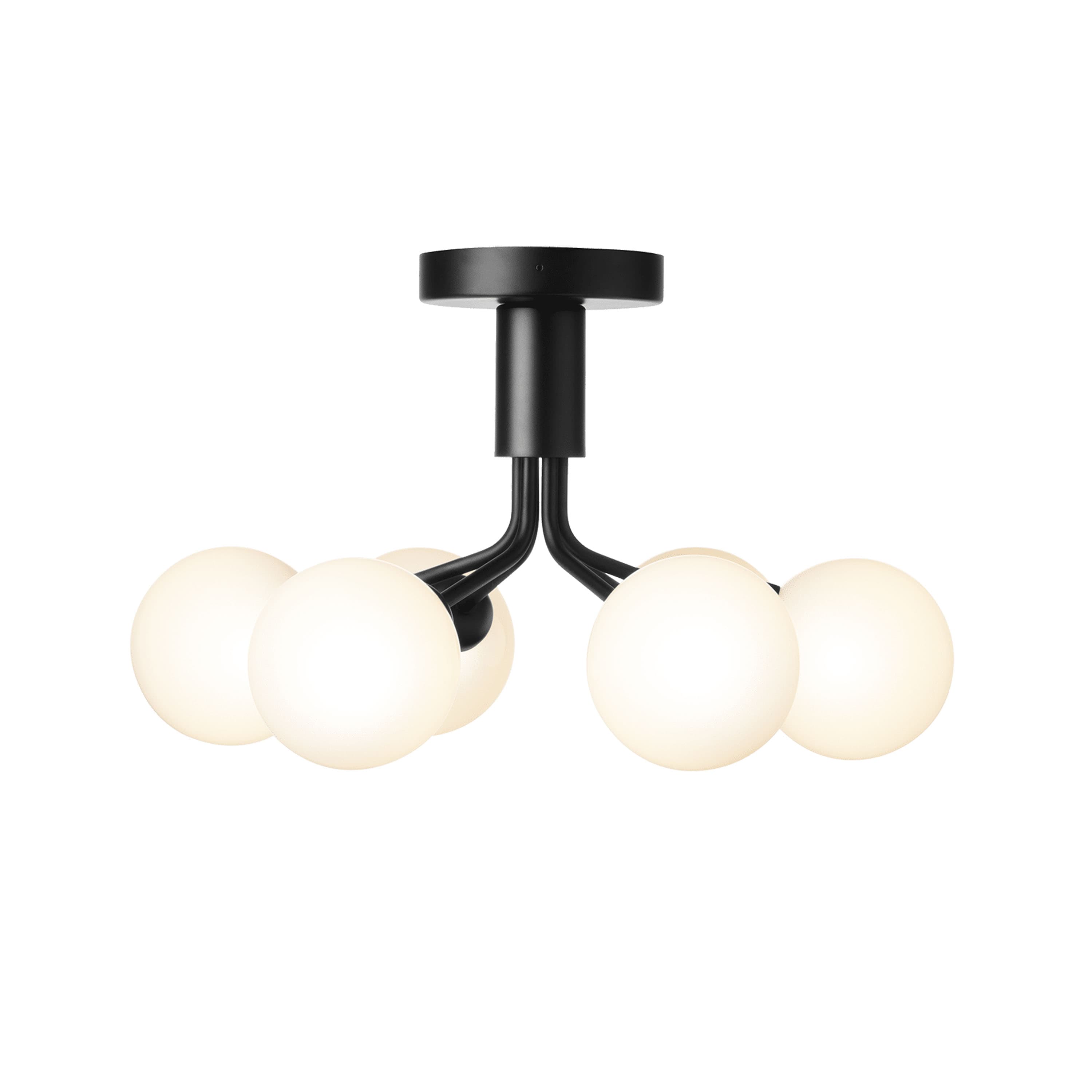 Apiales 6 flush mount ceiling light Satin Black/Opal