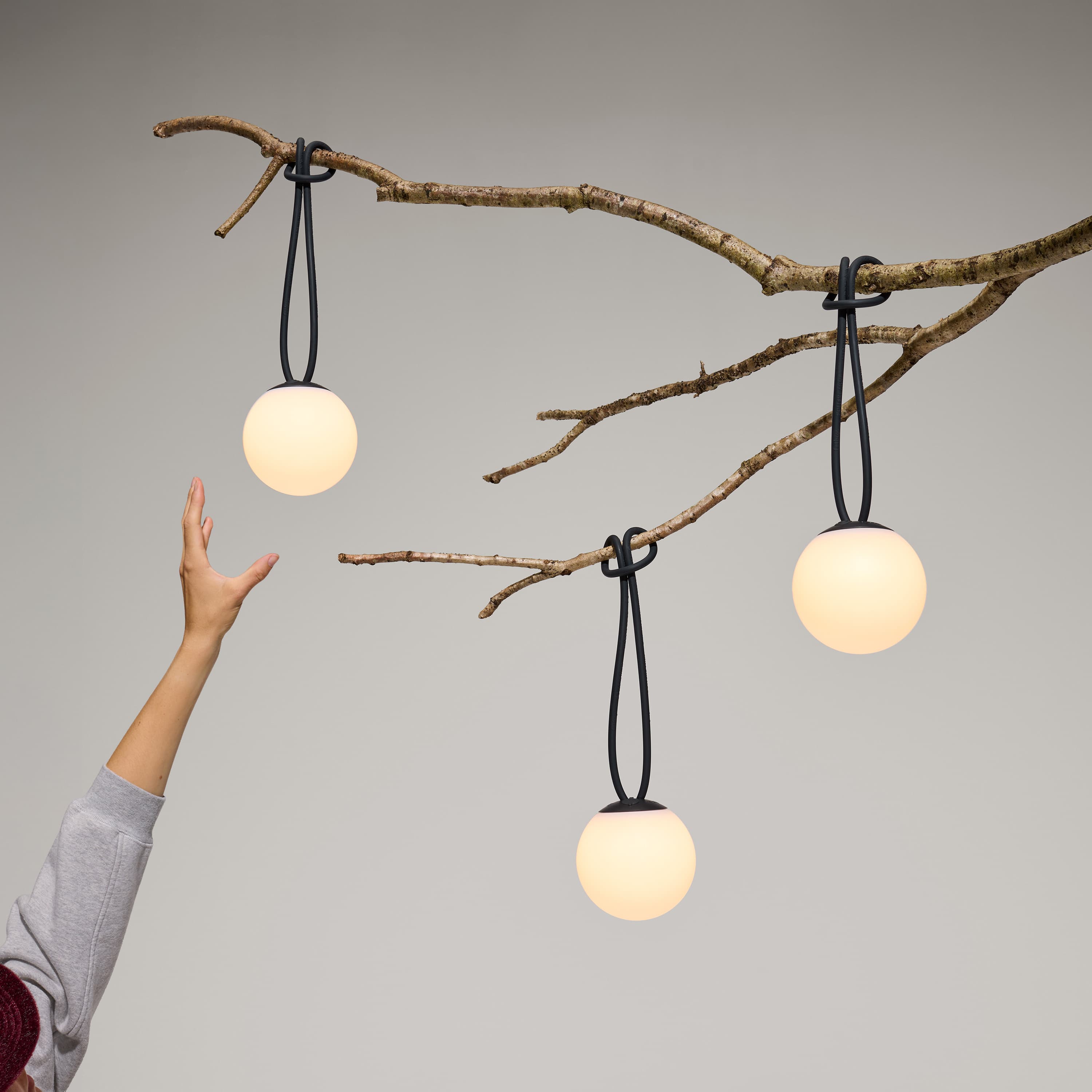 Bolleke Mini Tragbare Lampe Anthracite 3-pack