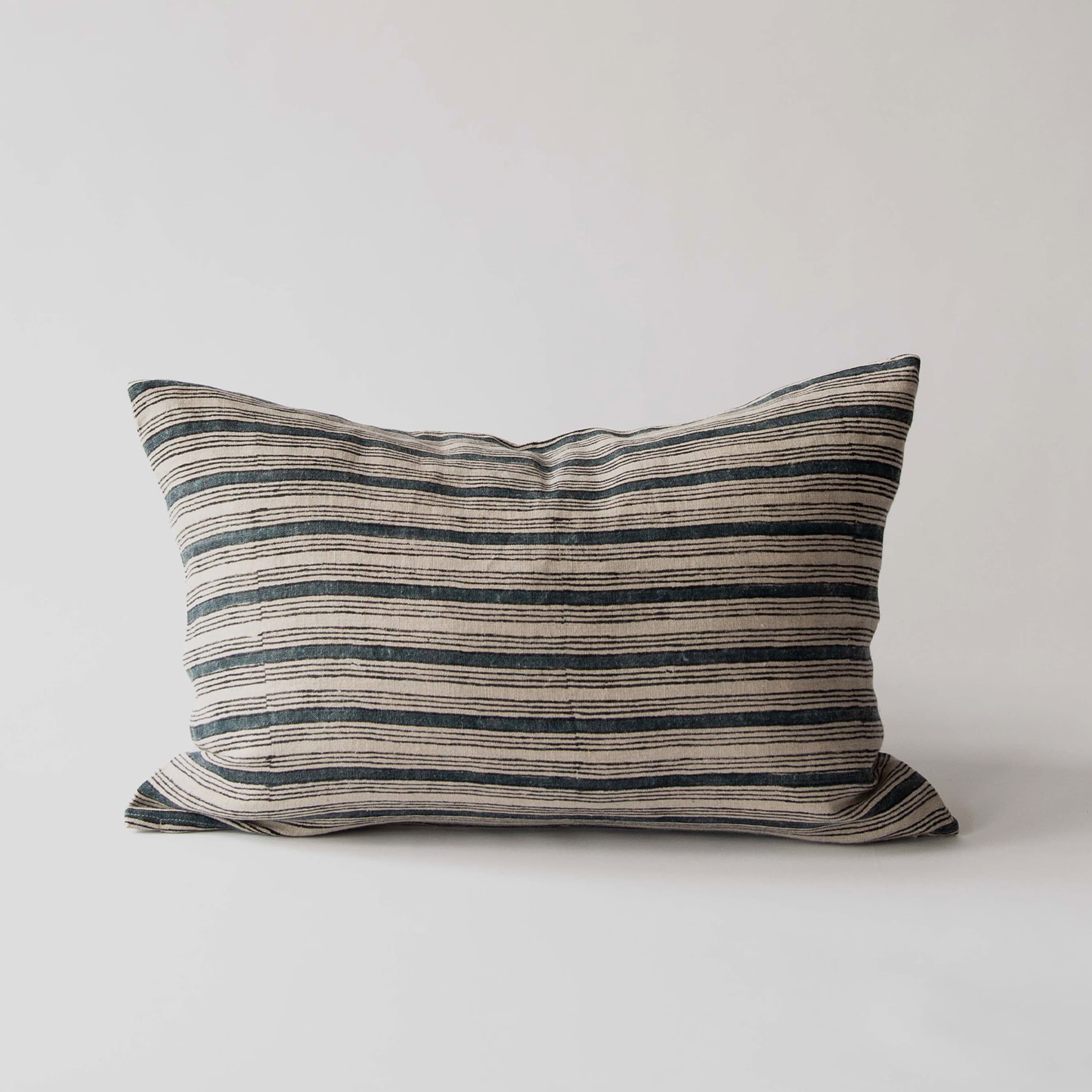 Dino Kissenbezug Blockdruck Marineblau 40x60