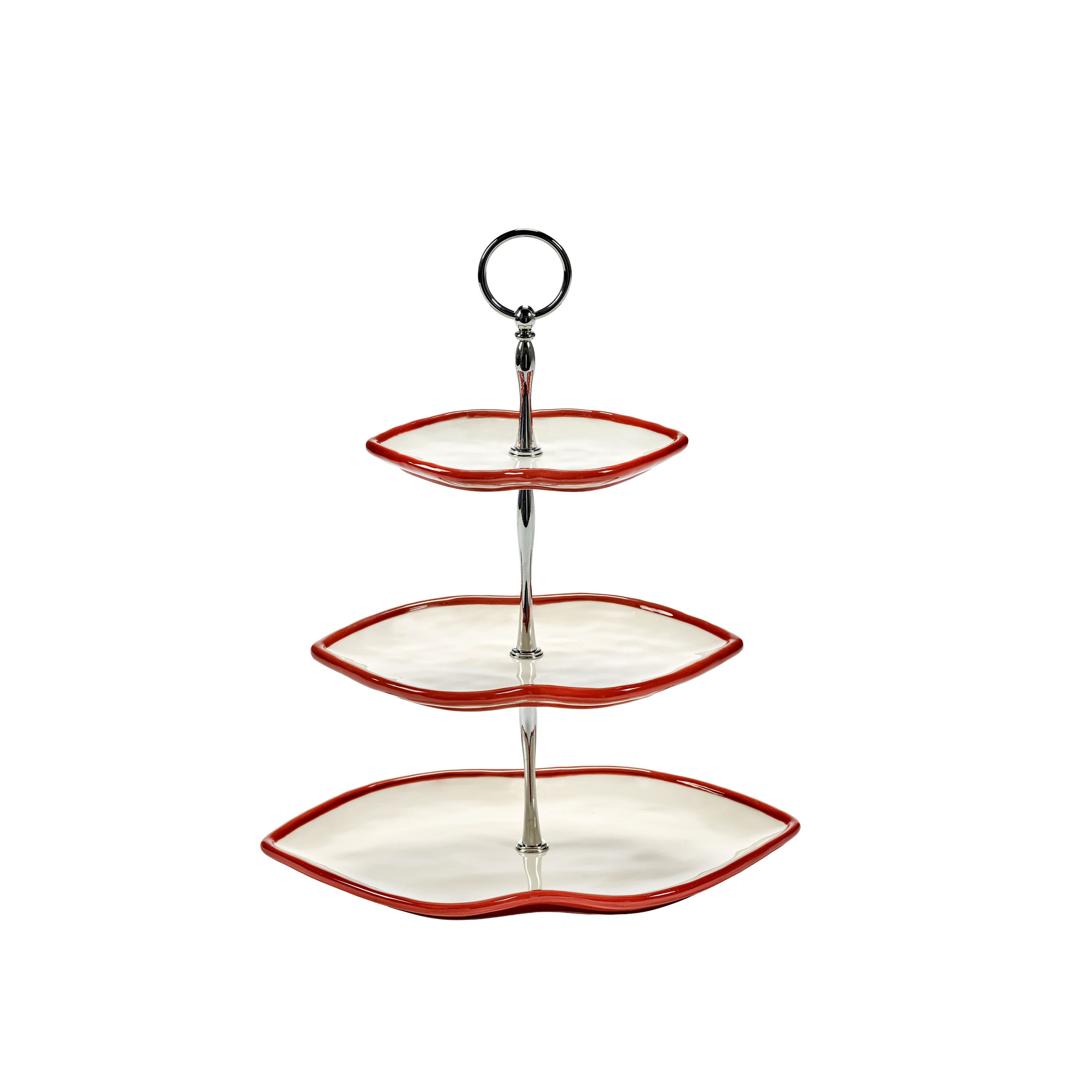 Les Objets Mouleversants Cake Stand White/Red