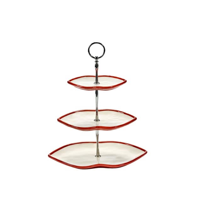 Les Objets Mouleversants Cake Stand White/Red