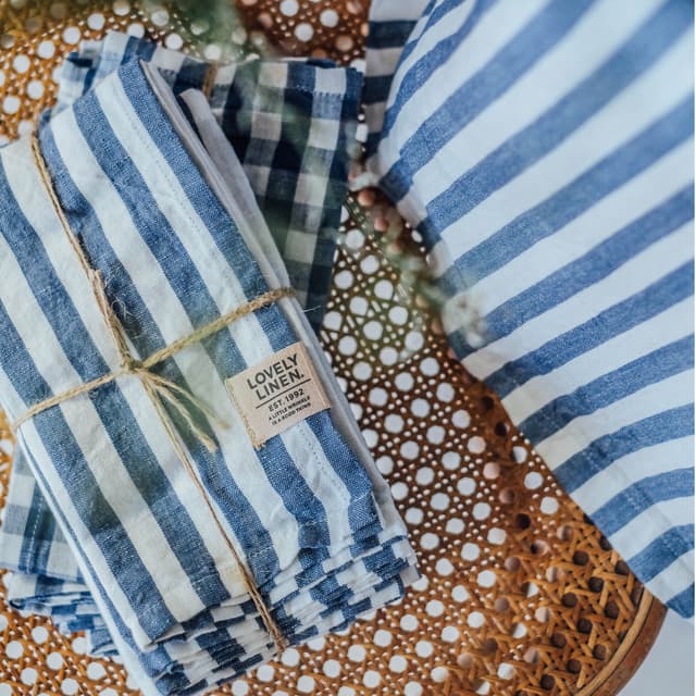 Misty Serviette Leinen Edge Denim Blue 45x45 4er-pack