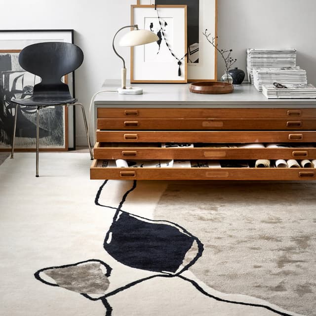 Abstract Wool/Viscose Rug Ivory 170x230