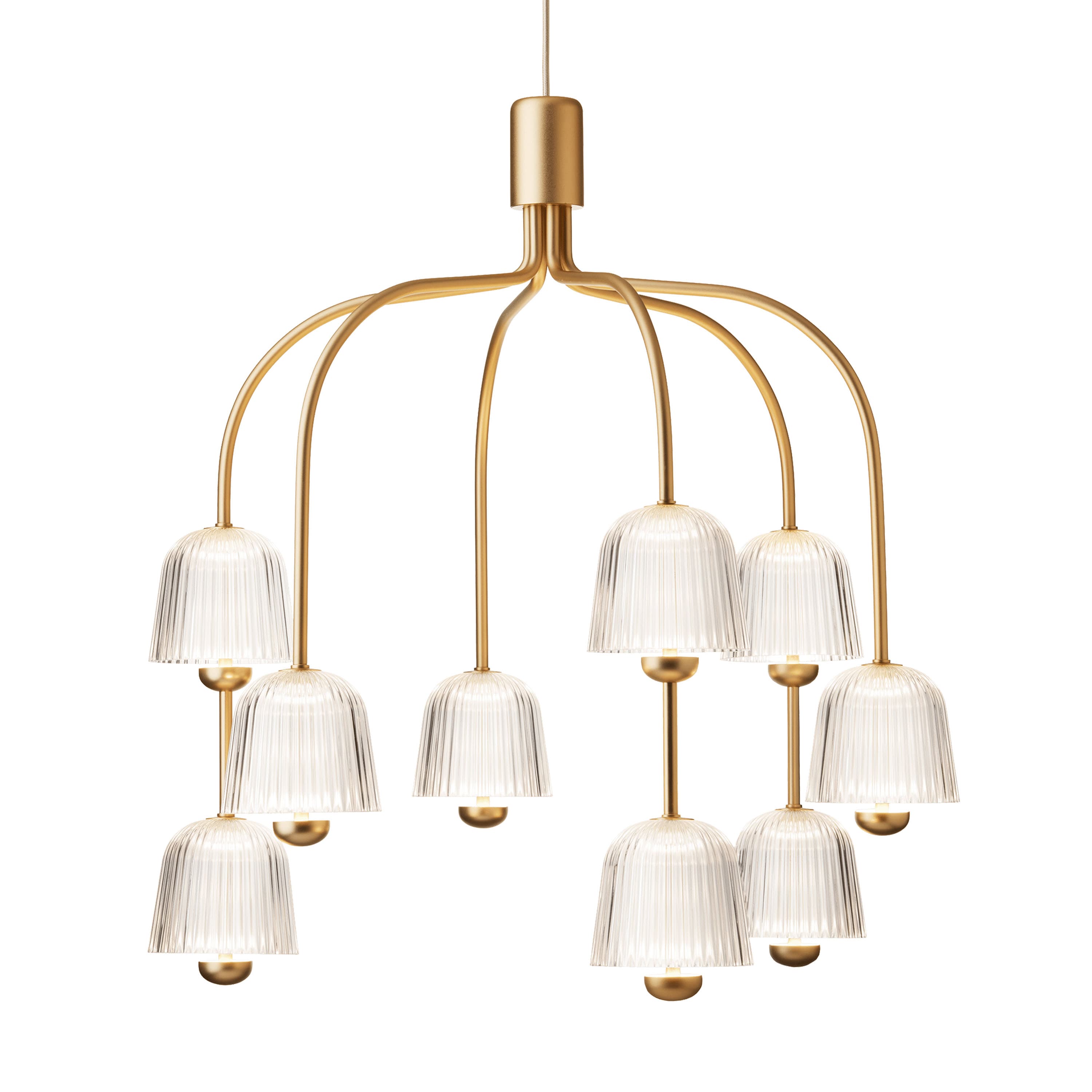 Asteea 9 Ceiling Lamp Satin Brass/Ripple Clear