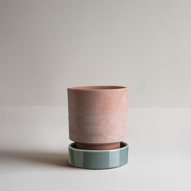 Hoff Topf med Untersetzer Raw Rosa/Glasiert Misty Blue Ø18