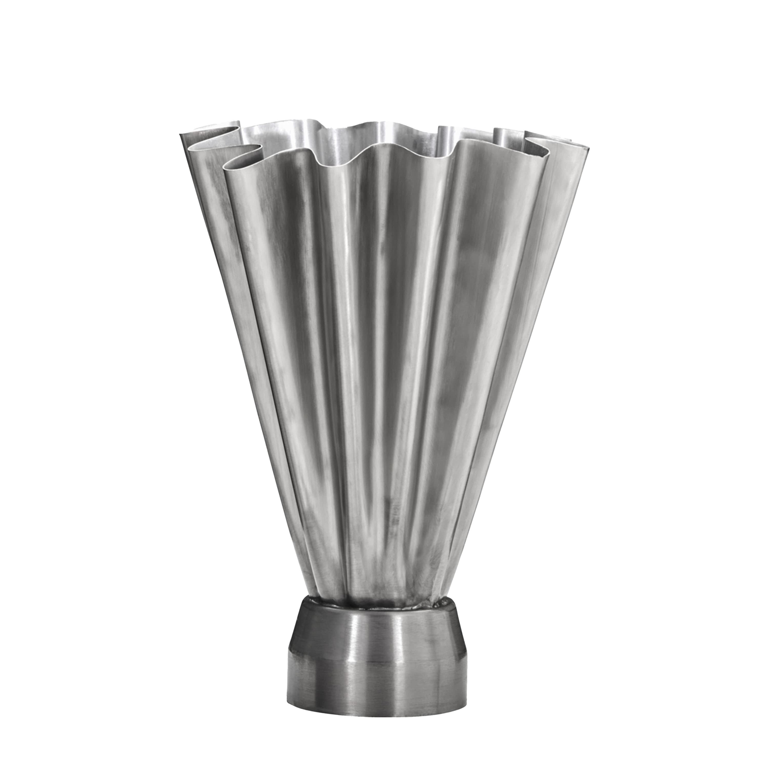 Flood Vase Brushed silver finish 33cm