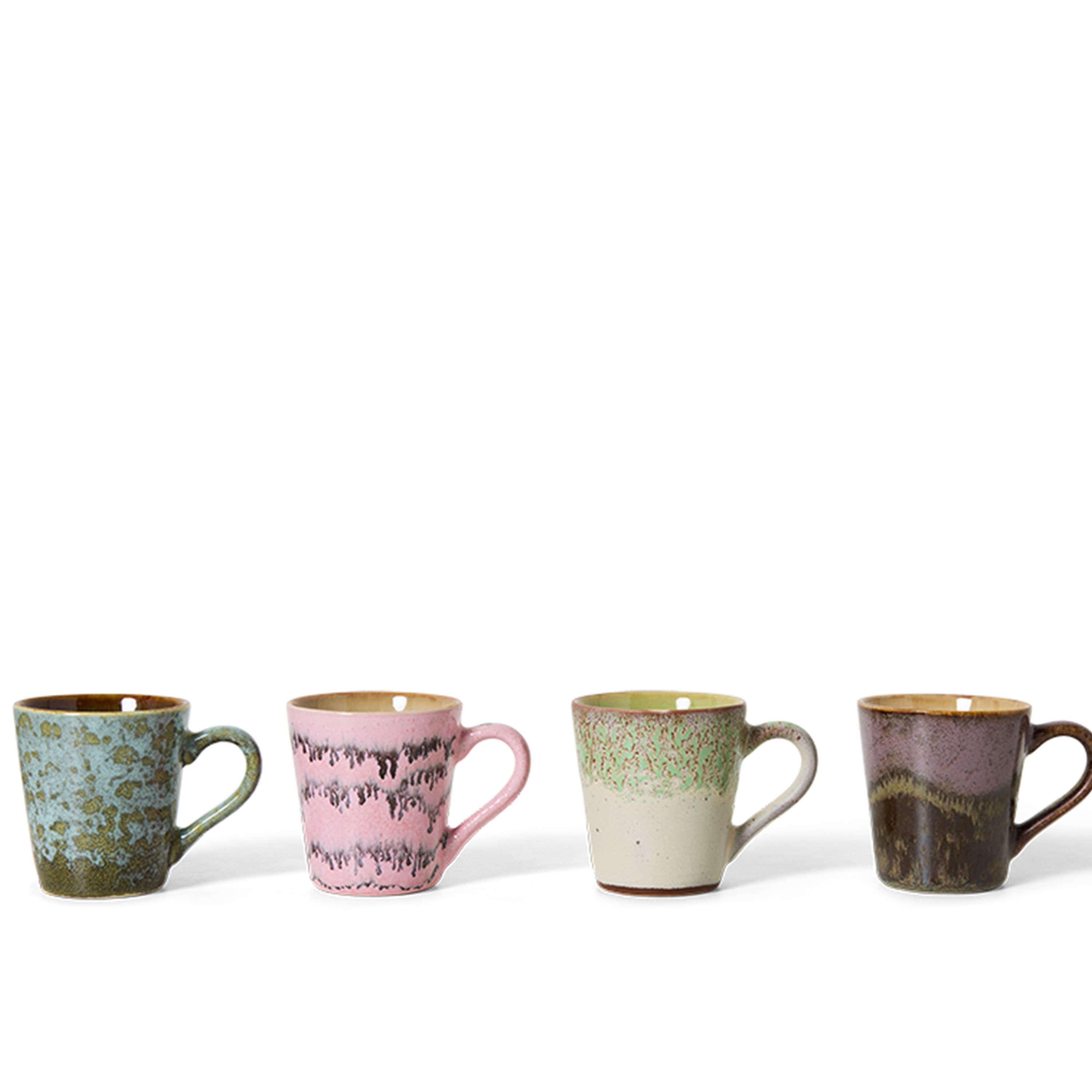 70s Ceramics Espressotasse Brutalism 4er-Set