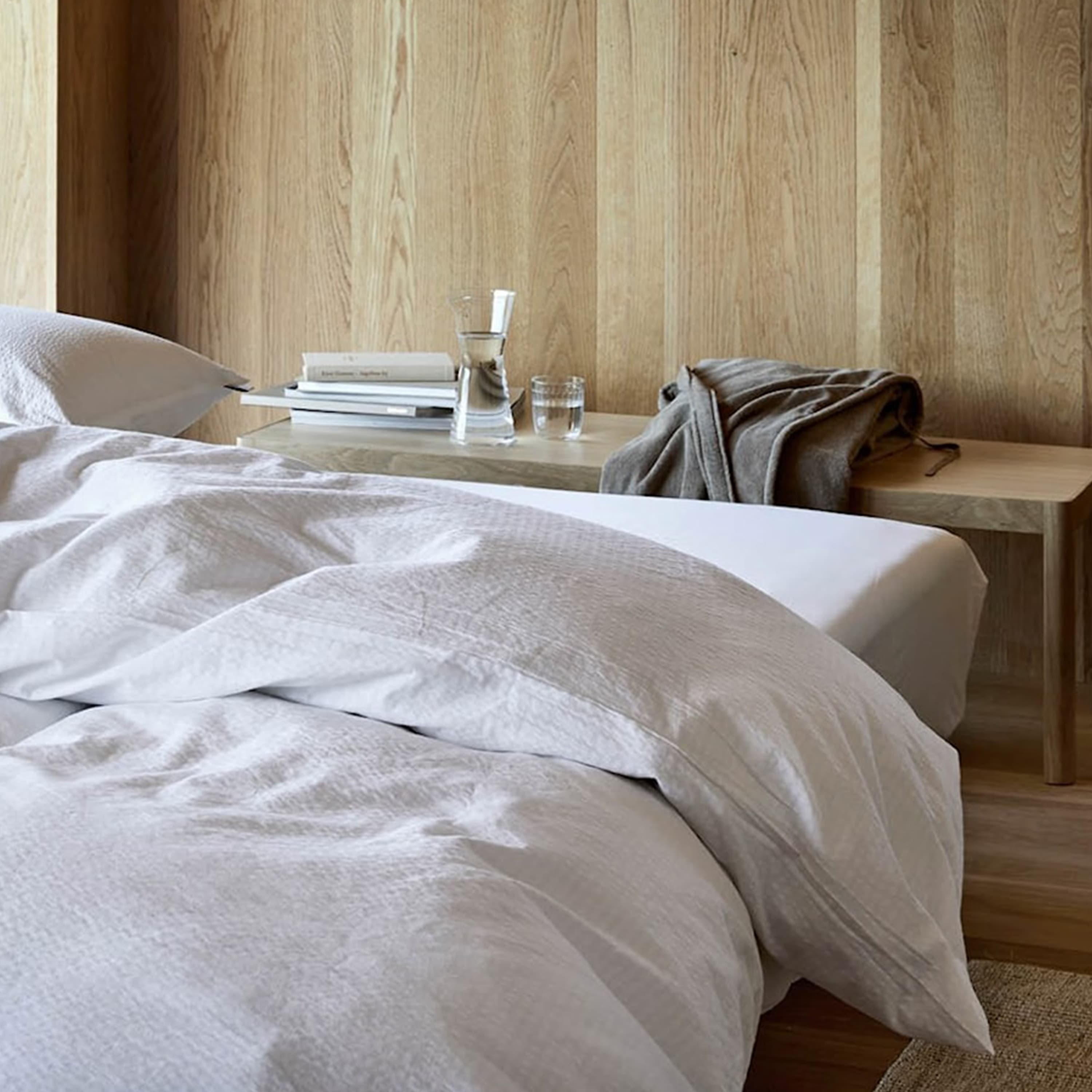 Pure Double Duvet Cover Set Crinkle White 220x220cm/50x60cm